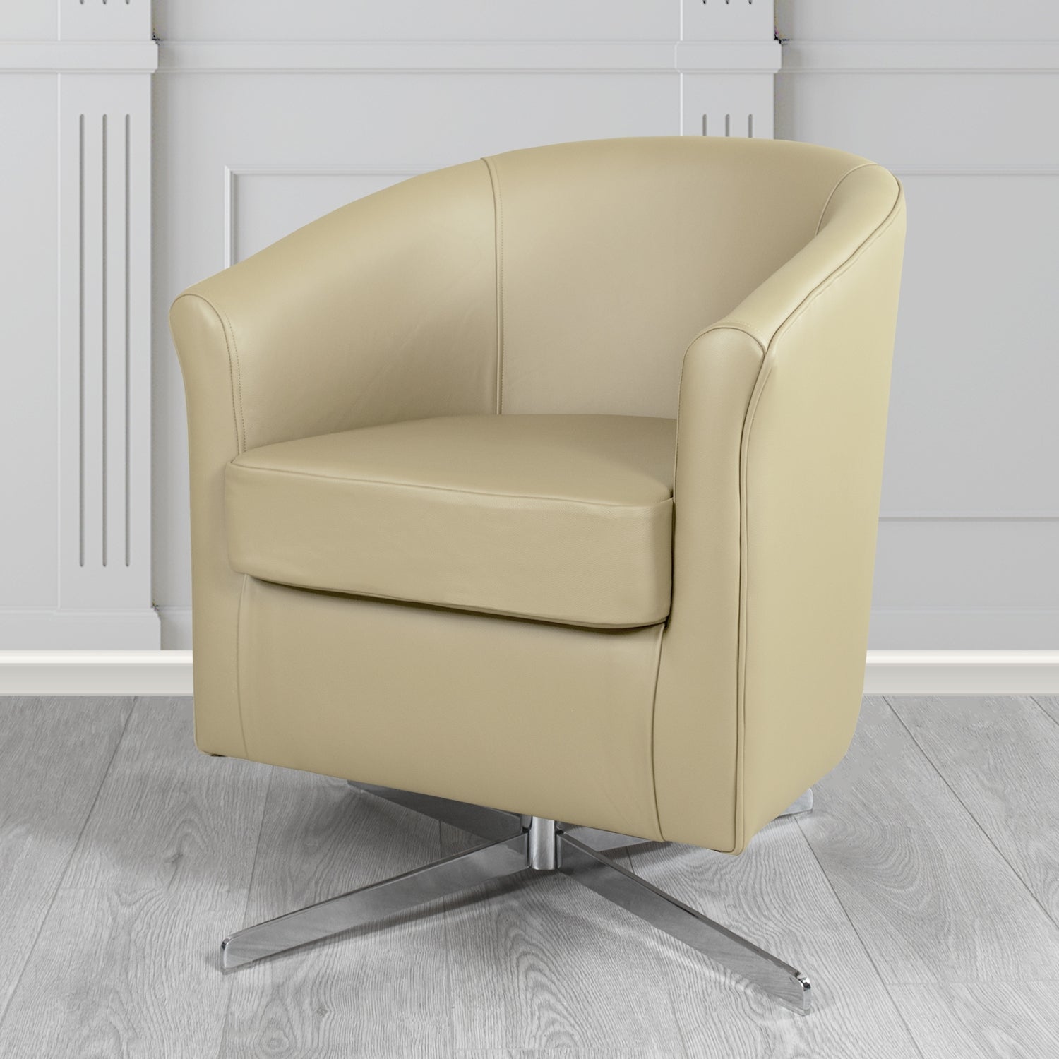Cannes Swivel Tub Chair in Shelly Crib 5 Genuine Leather