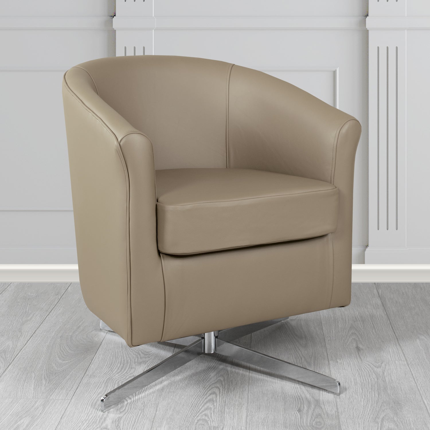 Cannes Swivel Tub Chair in Shelly Crib 5 Genuine Leather