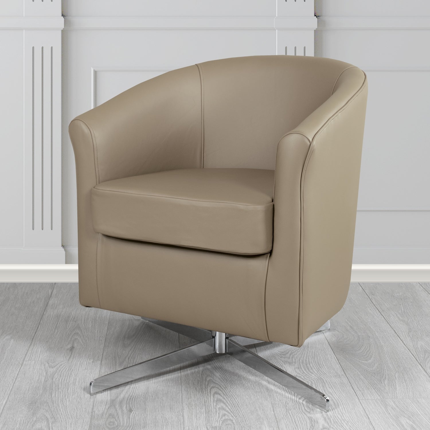 Cannes Swivel Tub Chair in Shelly Crib 5 Genuine Leather