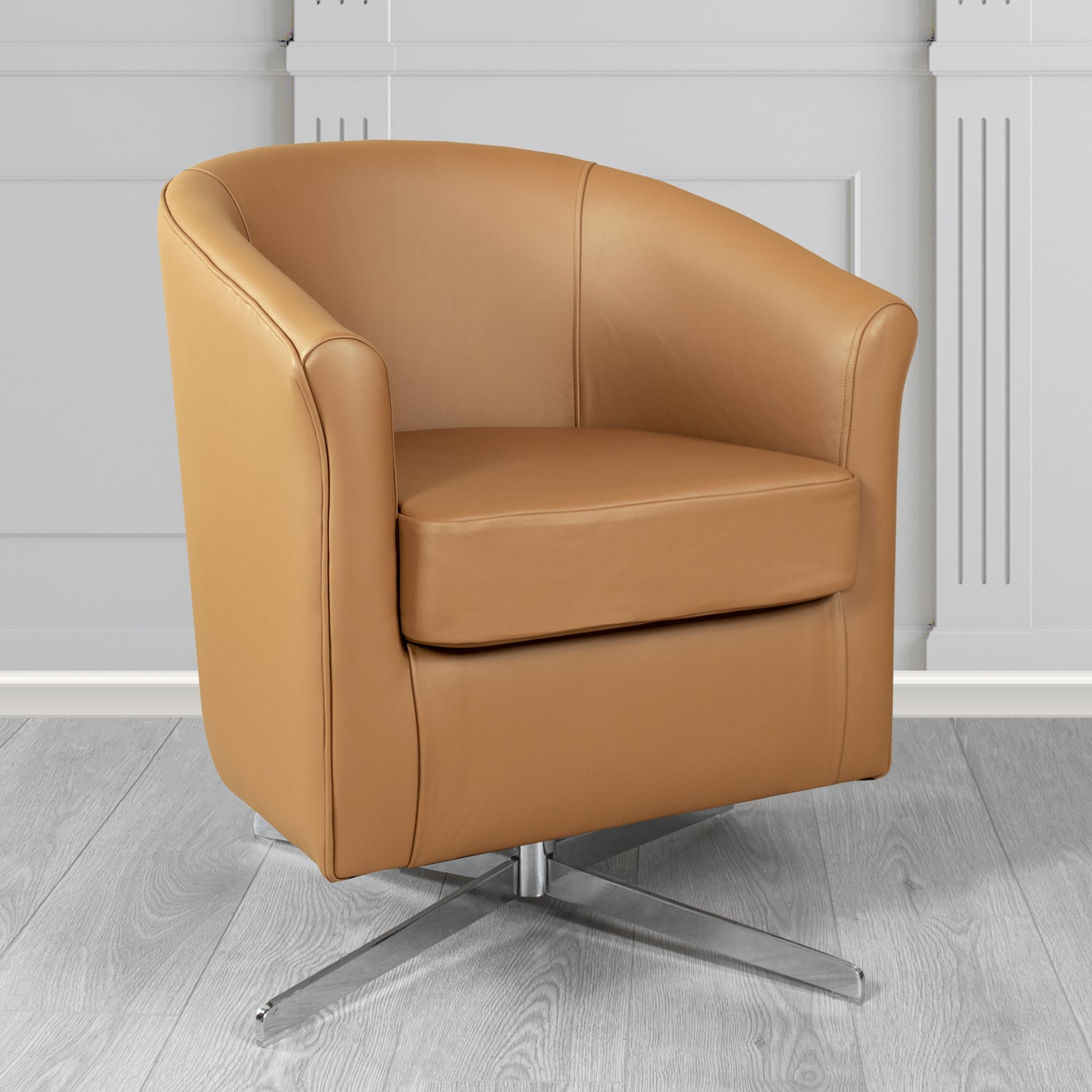 Cannes Swivel Tub Chair in Shelly Crib 5 Genuine Leather