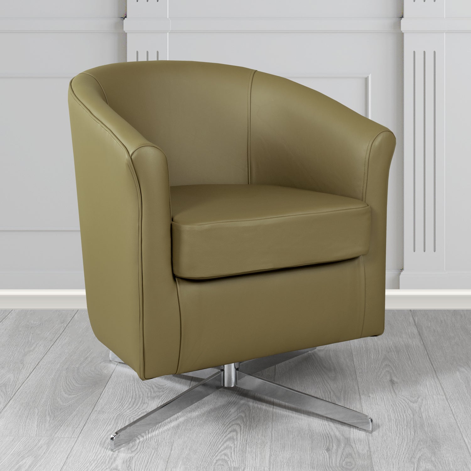 Cannes Swivel Tub Chair in Shelly Crib 5 Genuine Leather