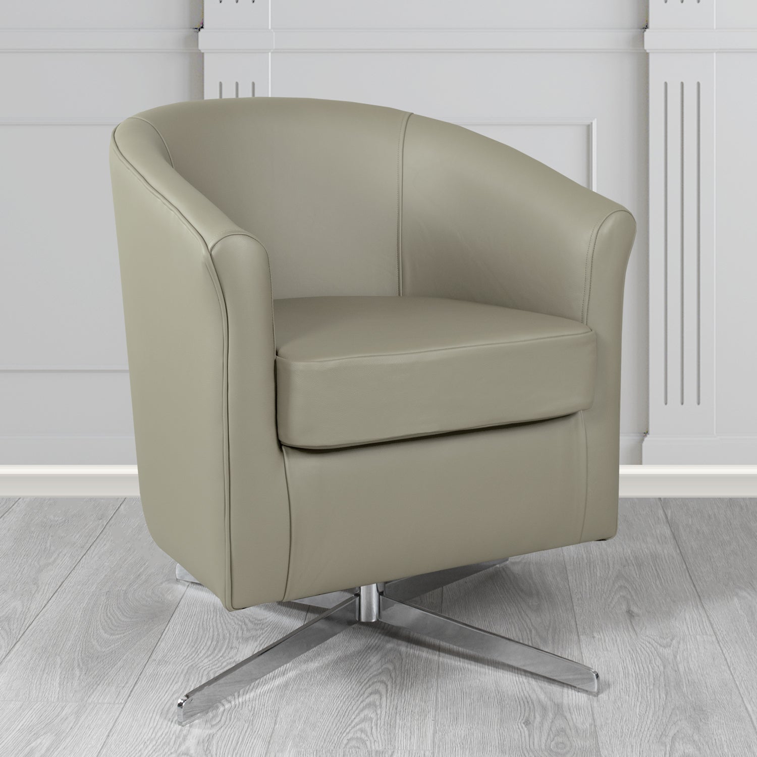 Cannes Swivel Tub Chair in Shelly Crib 5 Genuine Leather