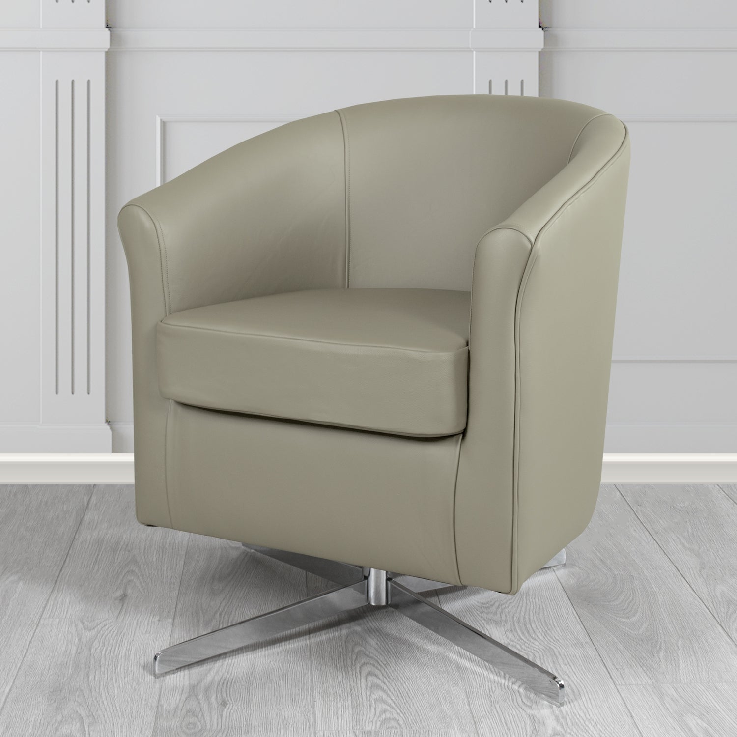 Cannes Swivel Tub Chair in Shelly Crib 5 Genuine Leather