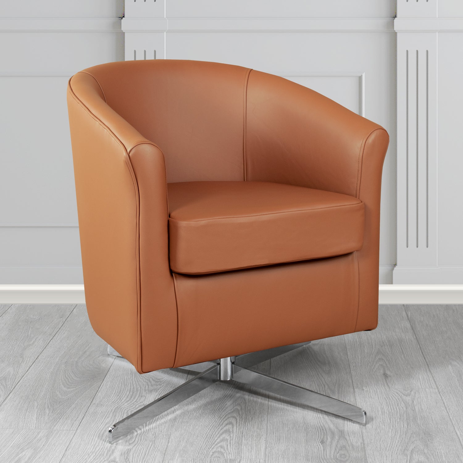 Cannes Swivel Tub Chair in Shelly Crib 5 Genuine Leather