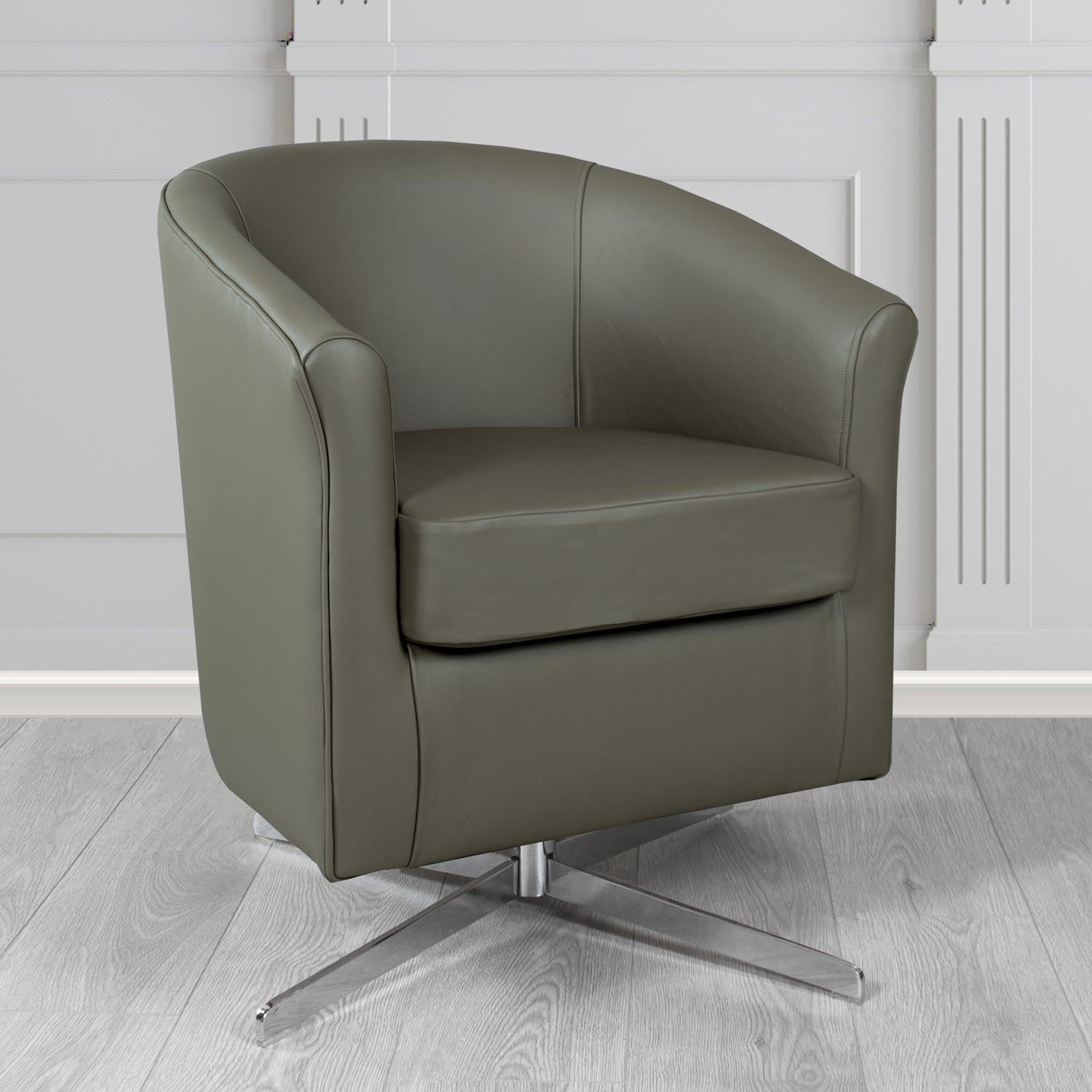 Cannes Swivel Tub Chair in Shelly Crib 5 Genuine Leather