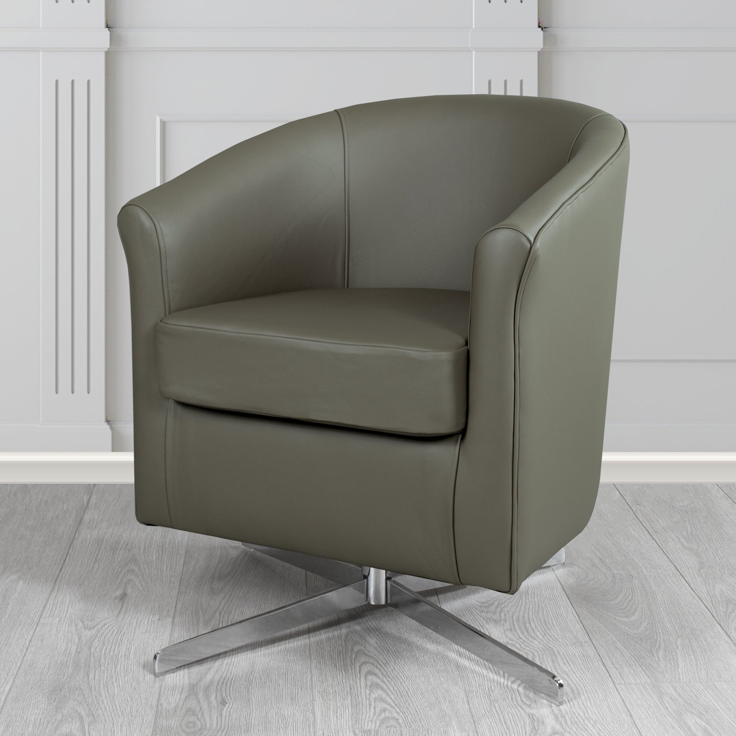Cannes Swivel Tub Chair in Shelly Crib 5 Genuine Leather