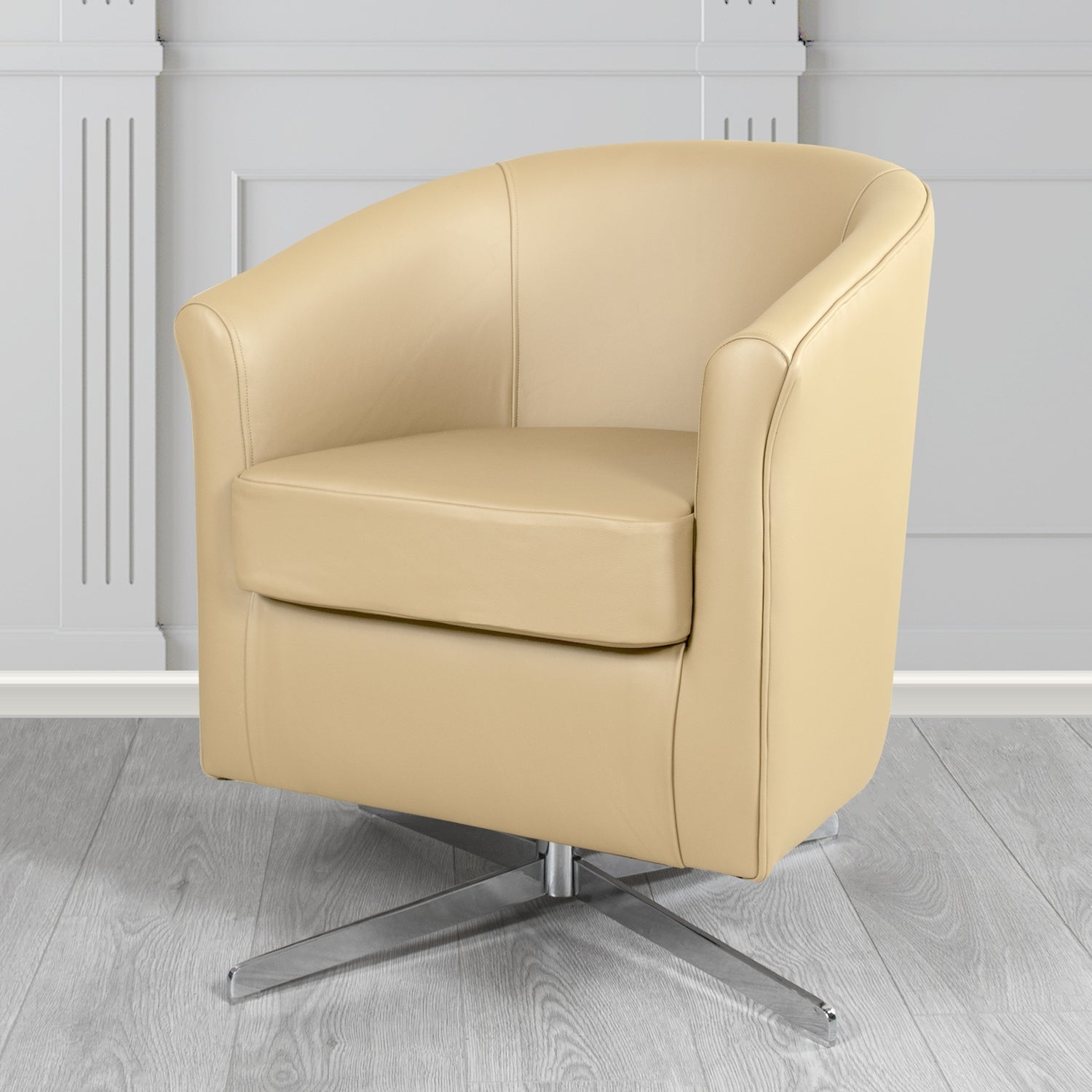 Cannes Swivel Tub Chair in Shelly Crib 5 Genuine Leather