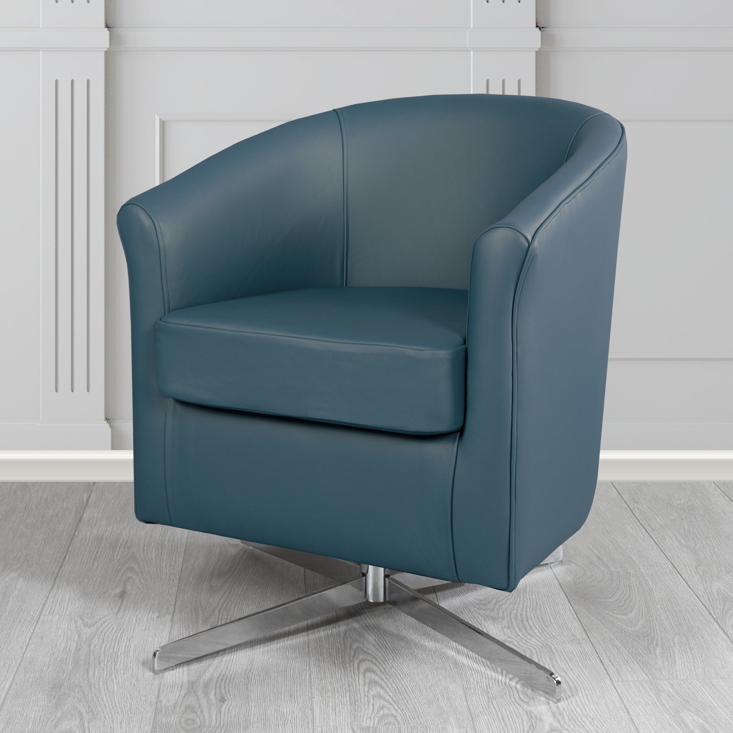 Cannes Swivel Tub Chair in Shelly Crib 5 Genuine Leather