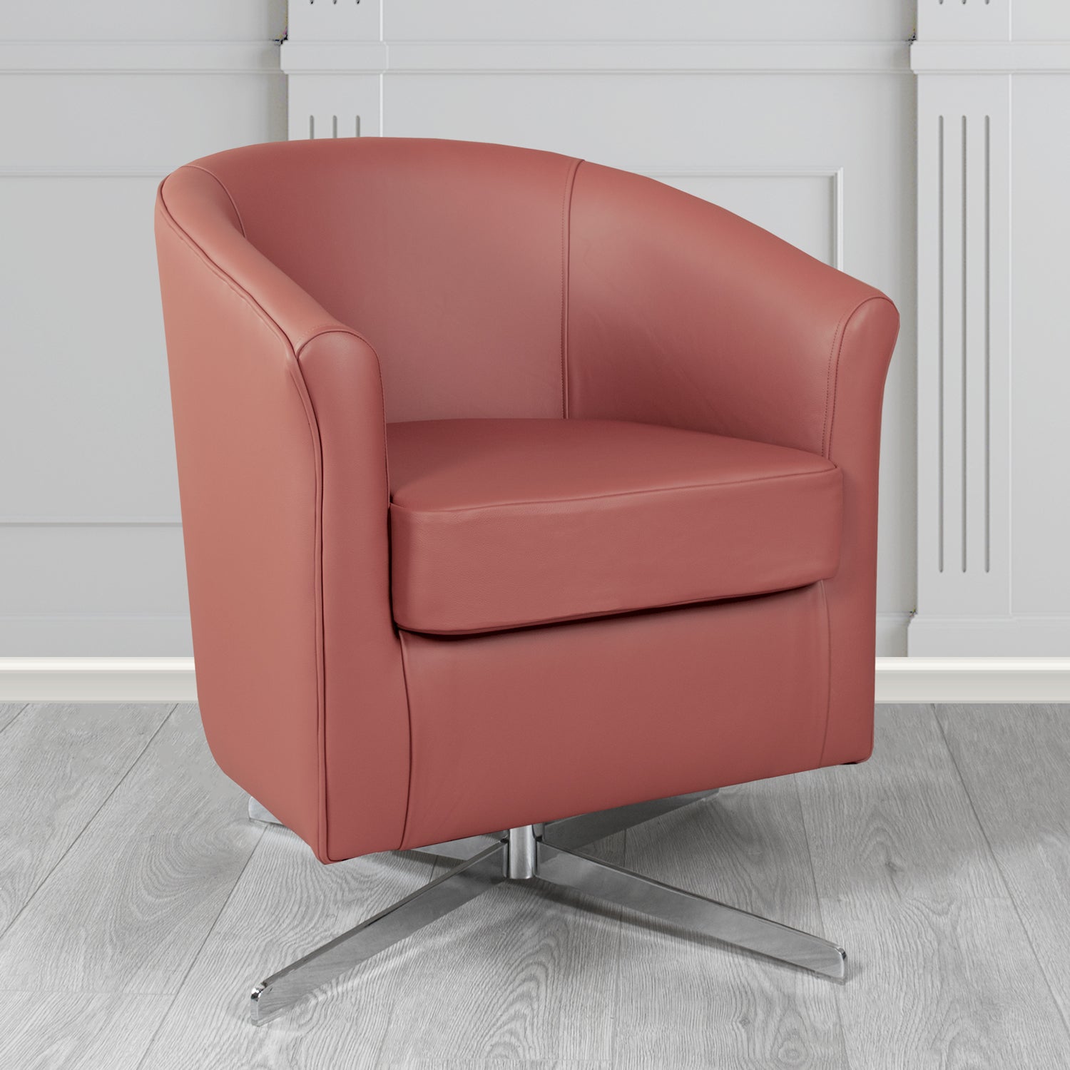 Cannes Swivel Tub Chair in Shelly Crib 5 Genuine Leather