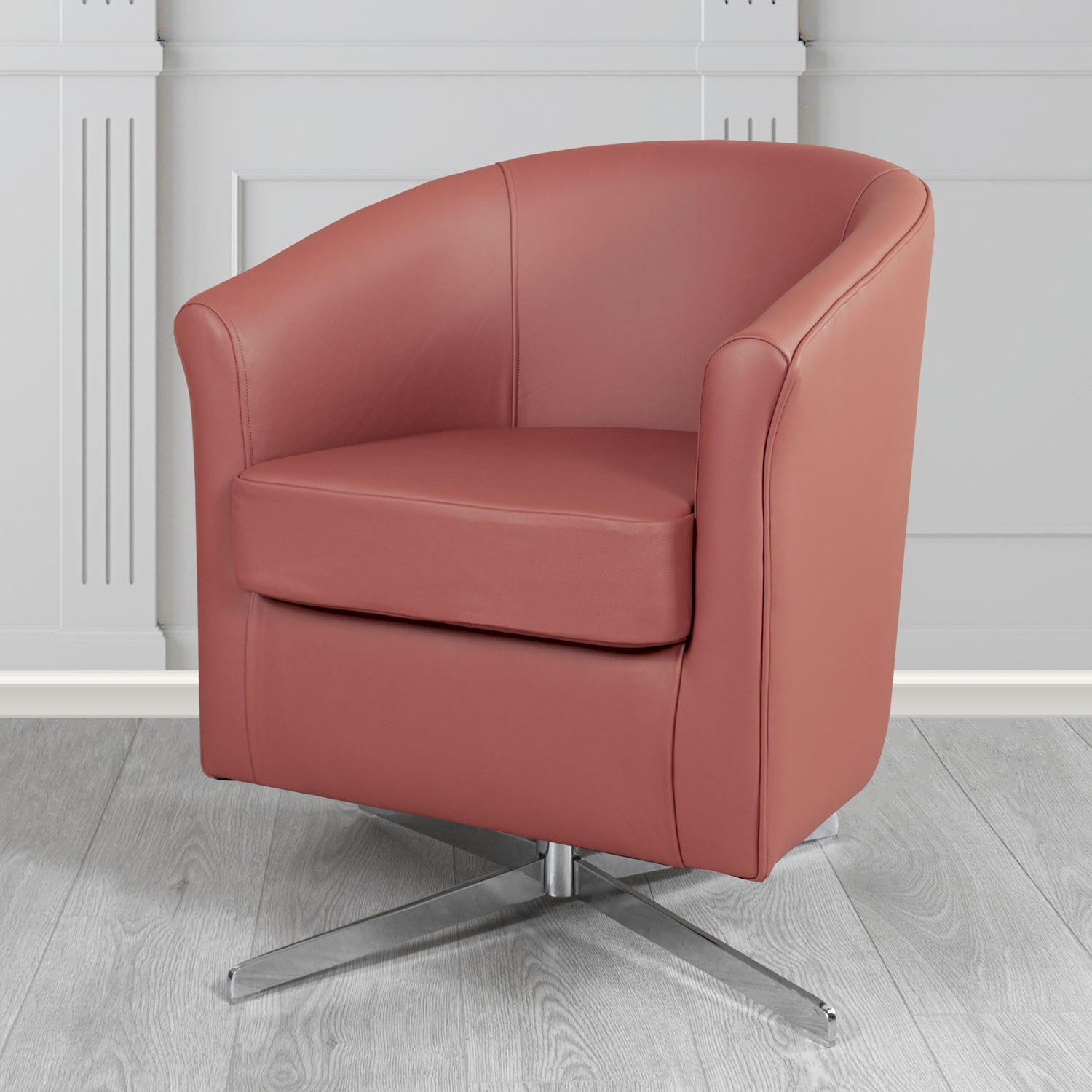 Cannes Swivel Tub Chair in Shelly Crib 5 Genuine Leather