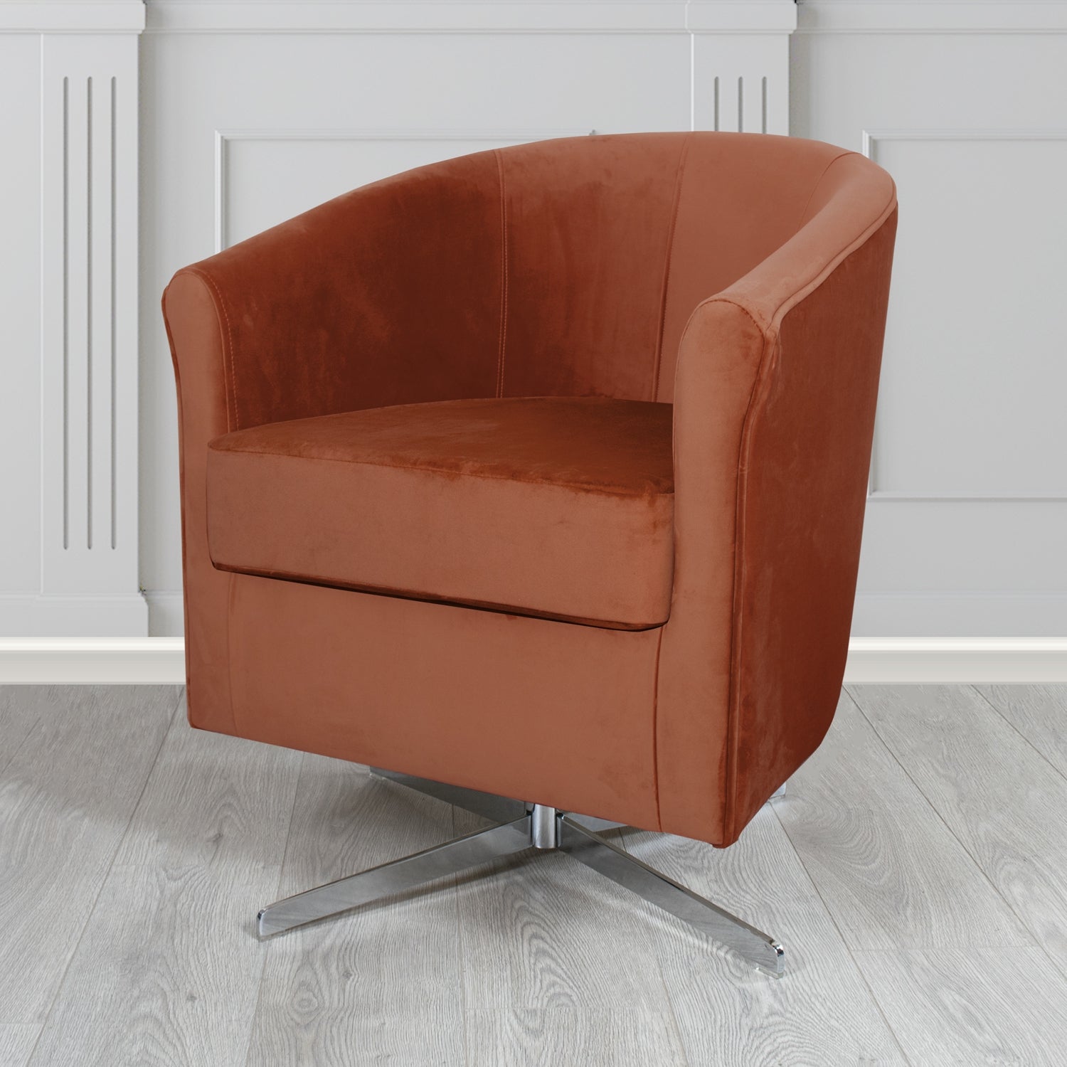Cannes Swivel Tub Chair in Zinc Textile Z Suede Crib 5 Faux Suede Fabric