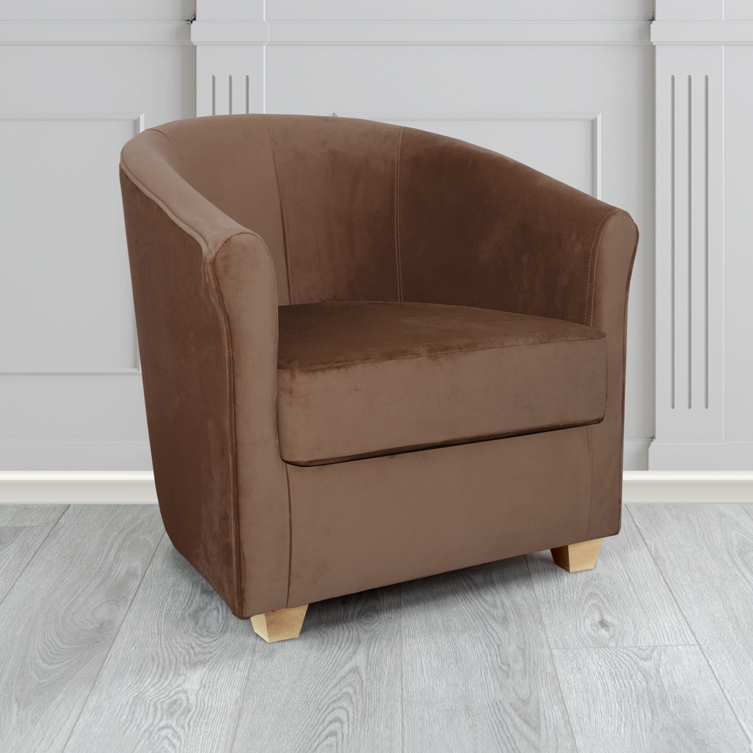 Cannes Tub Chair in Zinc Textile Z Suede Crib 5 Faux Suede Fabric