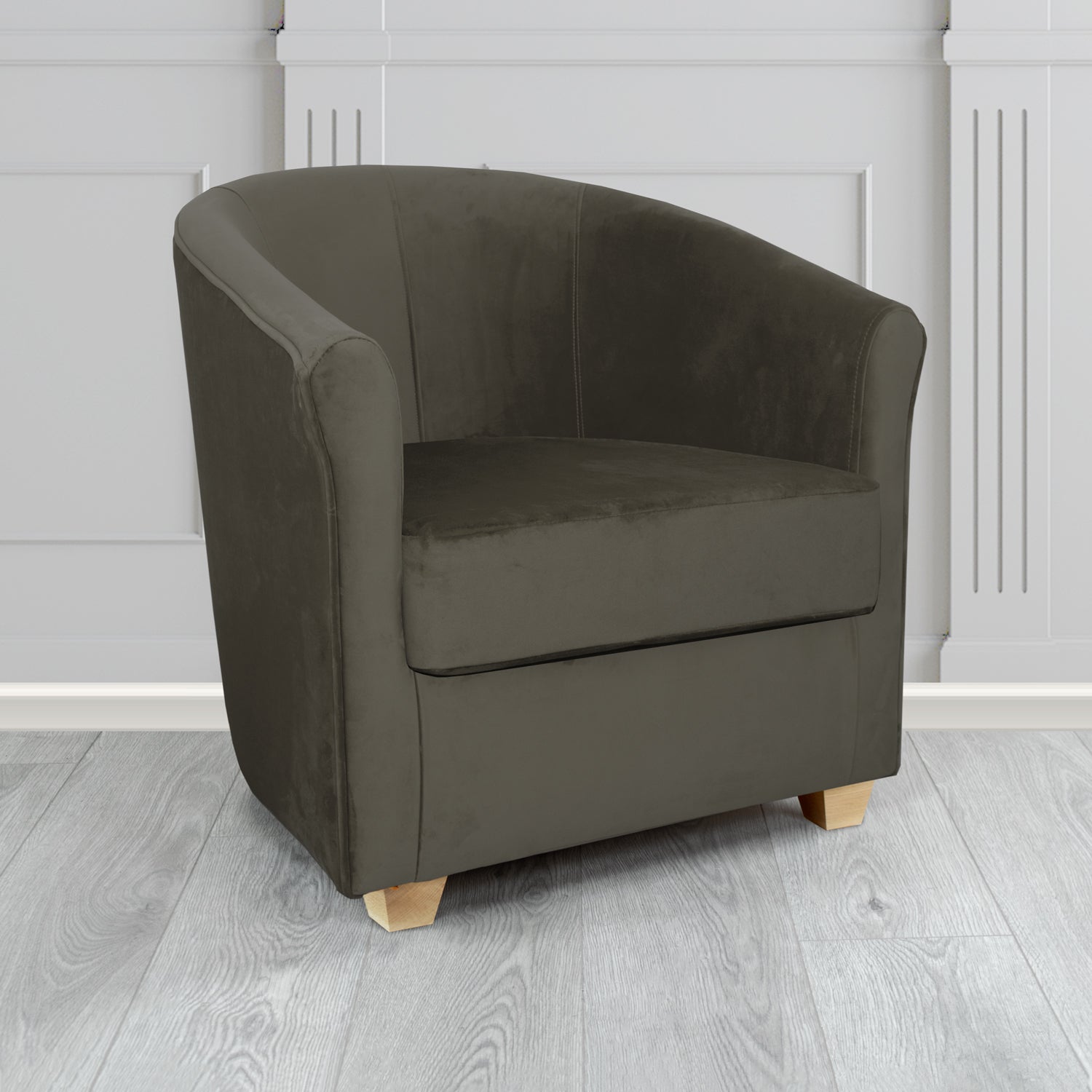 Cannes Tub Chair in Zinc Textile Z Suede Crib 5 Faux Suede Fabric
