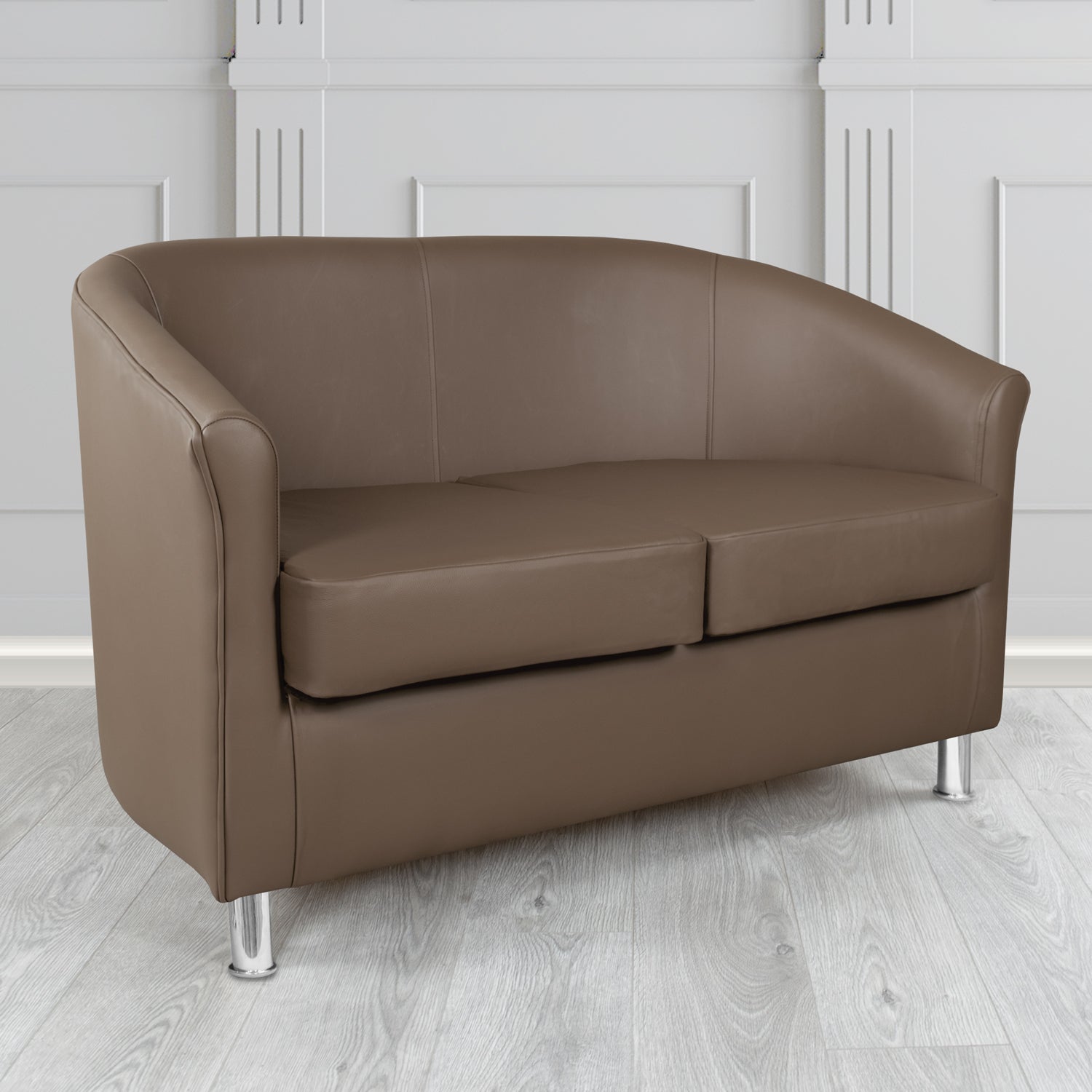 Como 2 Seater Tub Sofa in Memphis Chocolate MEM116 Antimicrobial Crib 5 Contract Faux Leather