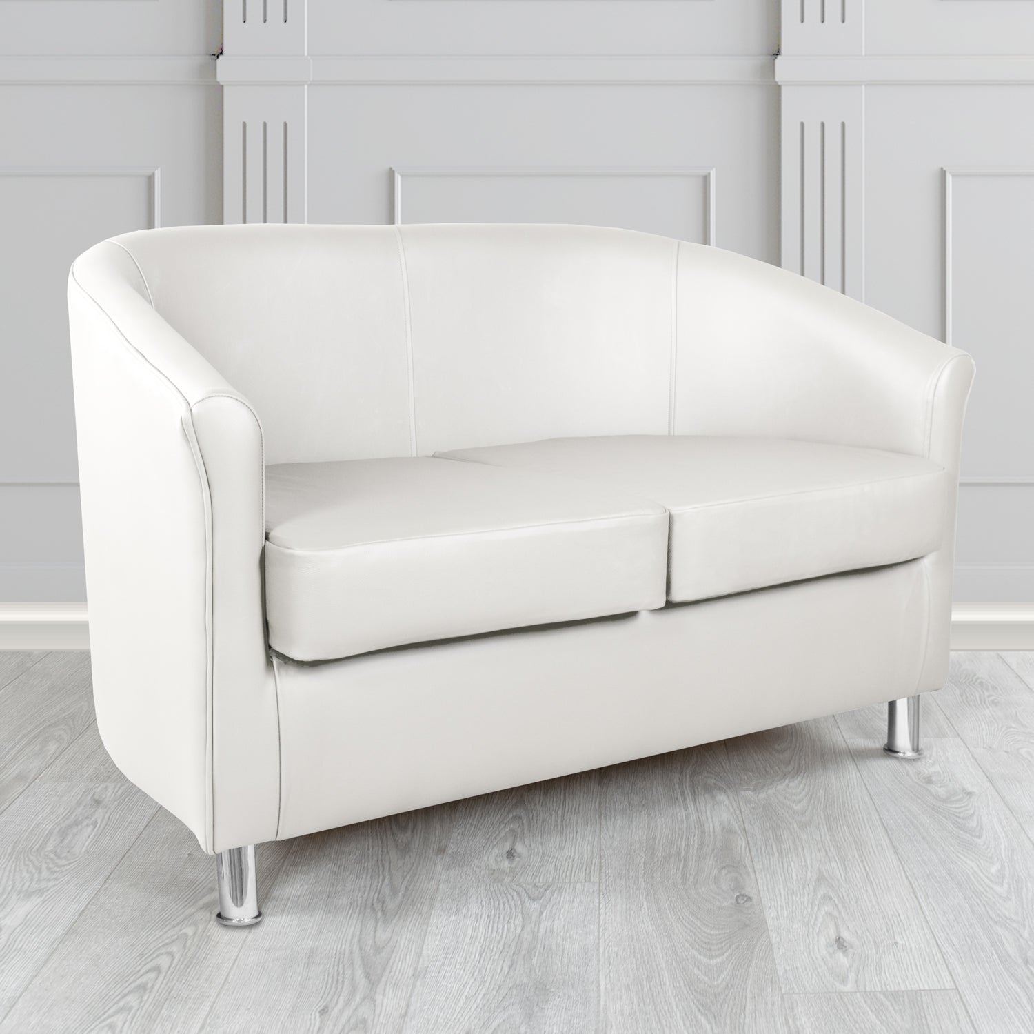 Como 2 Seater Tub Sofa in Memphis Oyster MEM113 Antimicrobial Crib 5 Contract Faux Leather