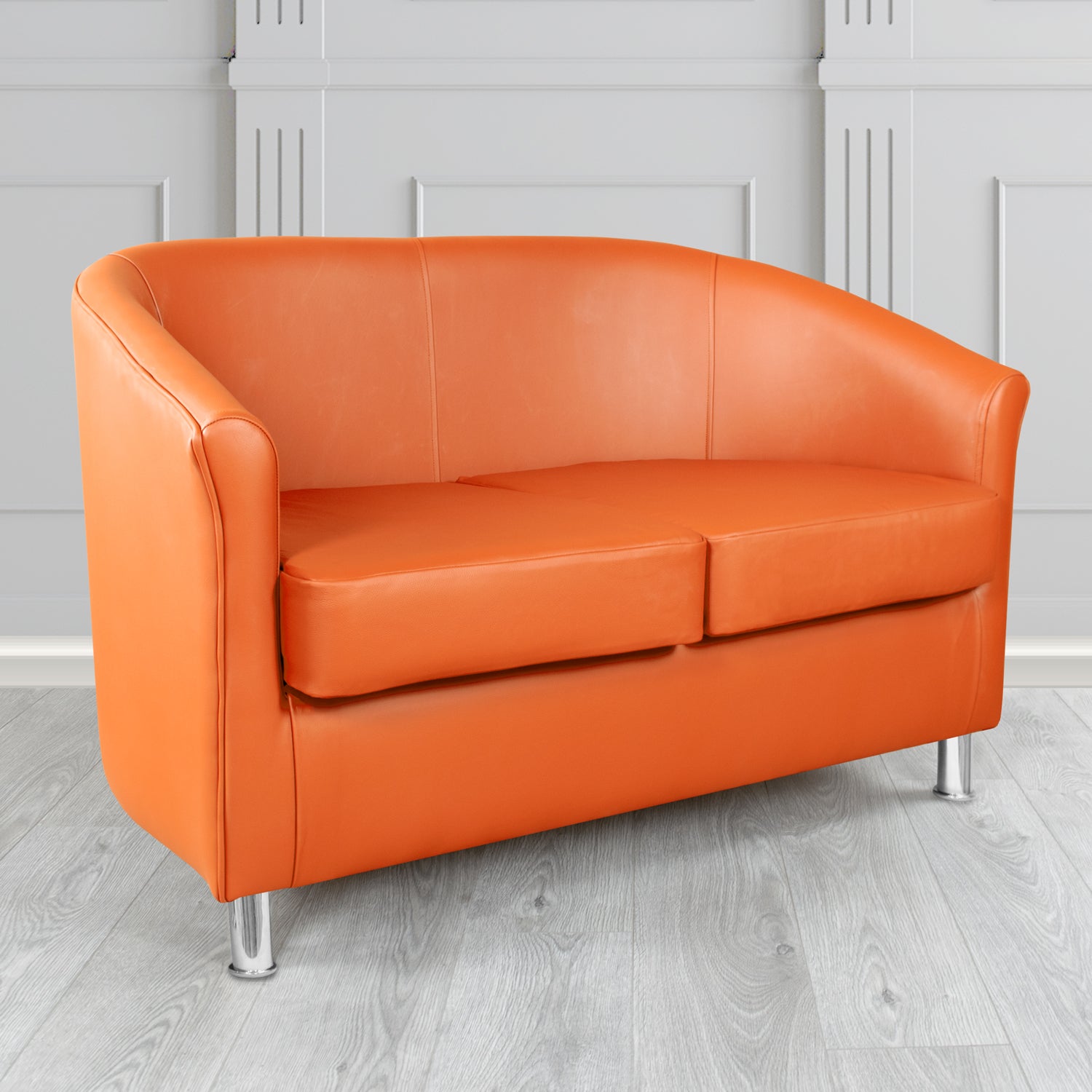 Como 2 Seater Tub Sofa in Memphis Paprika MEM121 Antimicrobial Crib 5 Contract Faux Leather