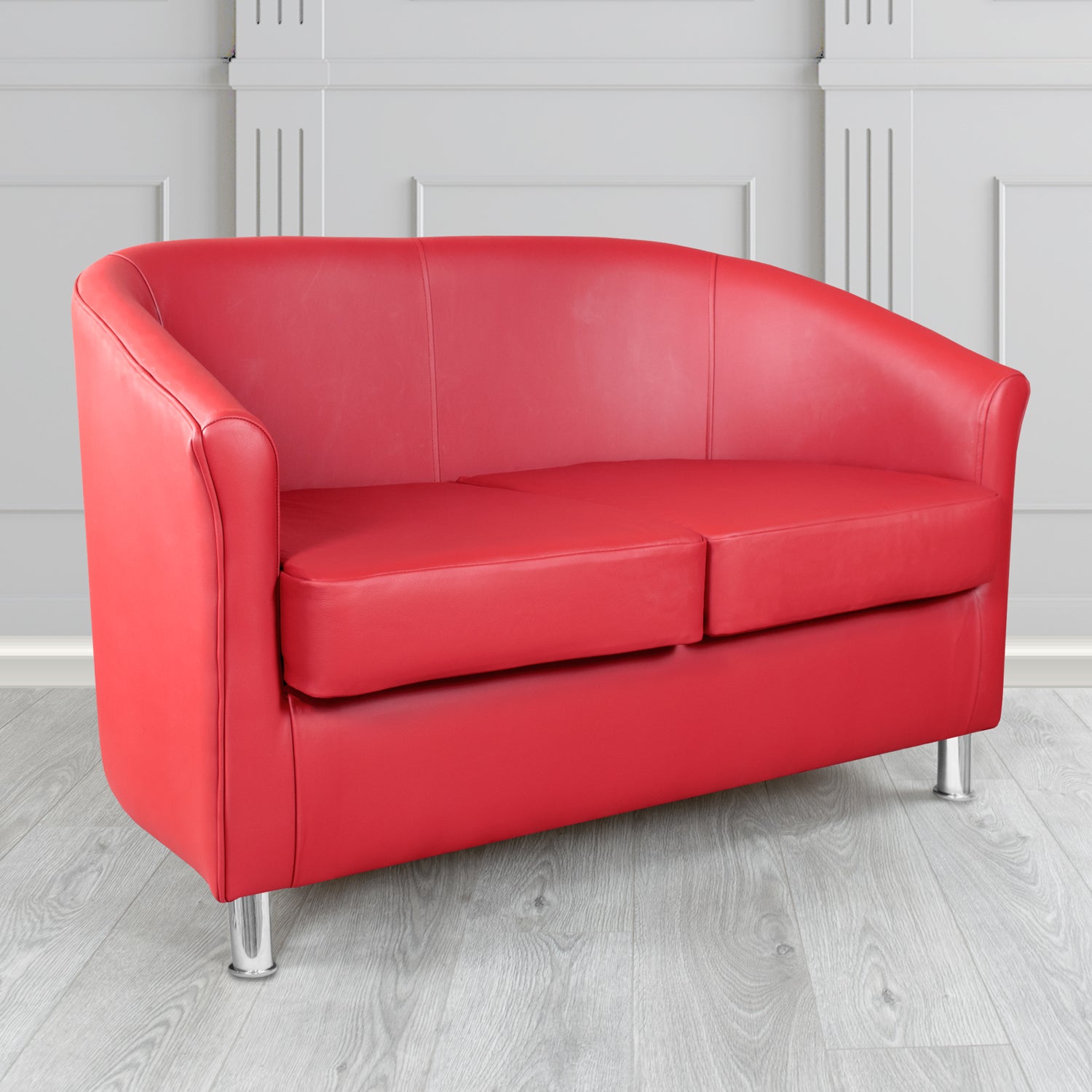 Como 2 Seater Tub Sofa in Memphis Poppy MEM127 Antimicrobial Crib 5 Contract Faux Leather