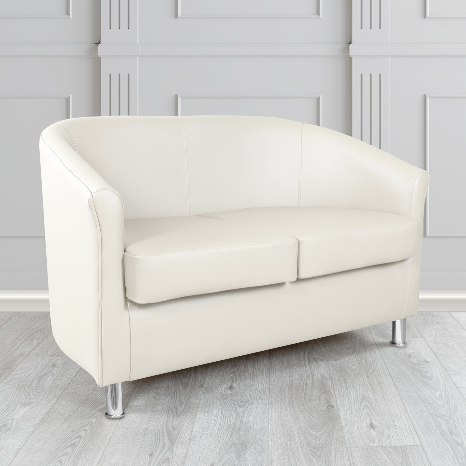 Como 2 Seater Tub Sofa in Maximo White MAX3385 Antimicrobial Crib 5 Contract Faux Leather