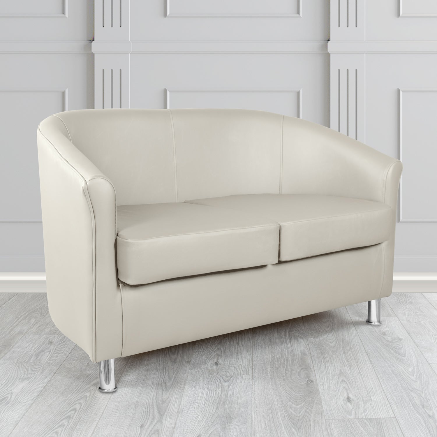 Como 2 Seater Tub Sofa in Maximo Chalk MAX3386 Antimicrobial Crib 5 Contract Faux Leather