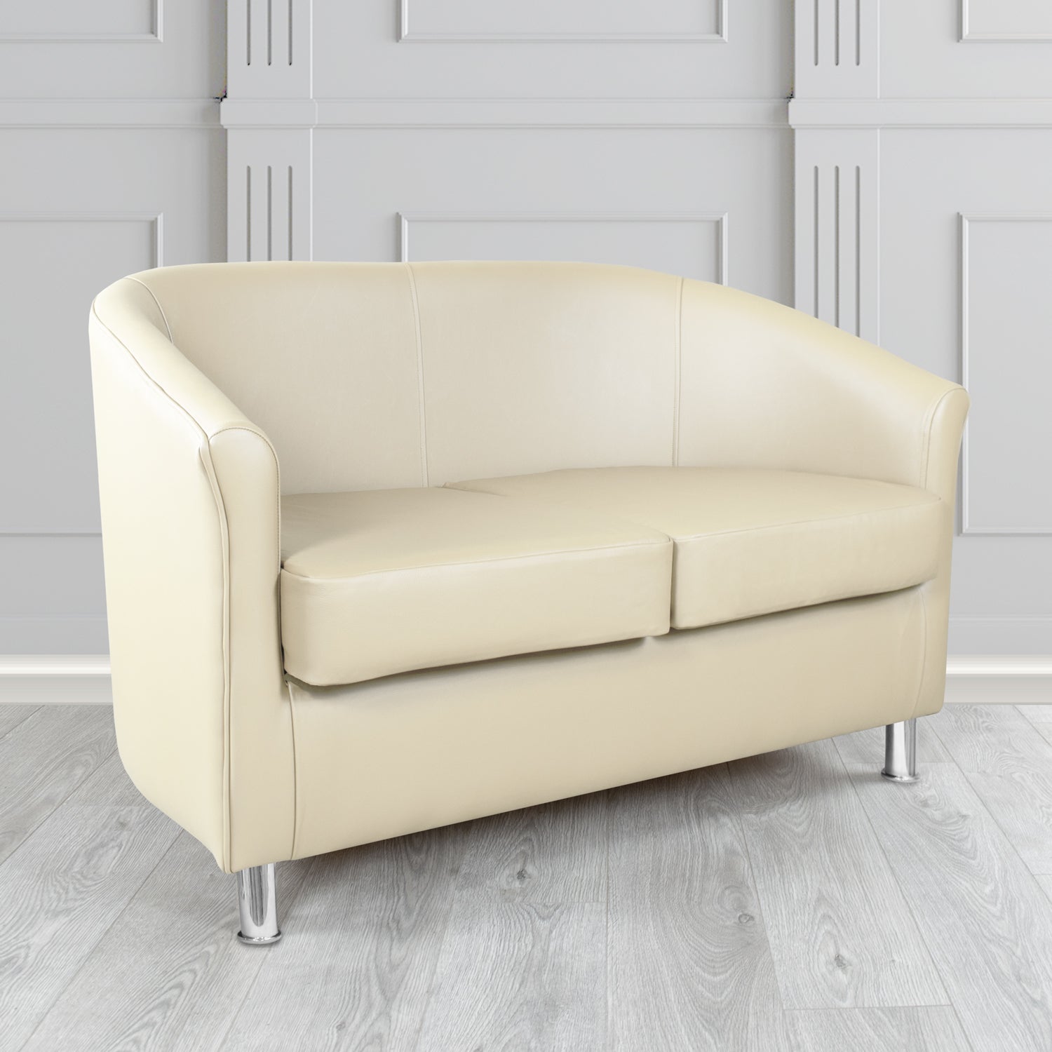 Como 2 Seater Tub Sofa in Maximo Cream MAX3387 Antimicrobial Crib 5 Contract Faux Leather