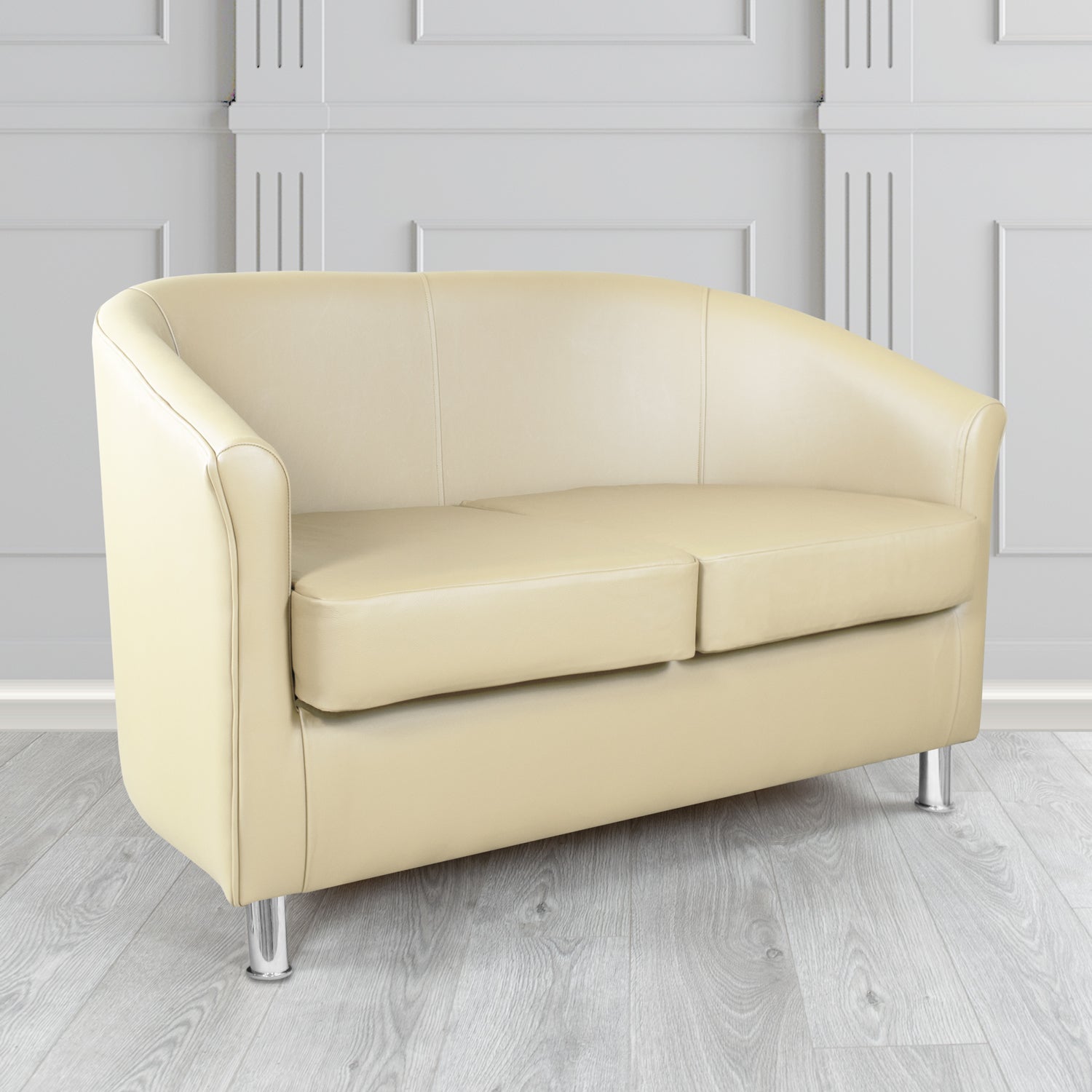 Como 2 Seater Tub Sofa in Maximo Biscuit MAX3388 Antimicrobial Crib 5 Contract Faux Leather