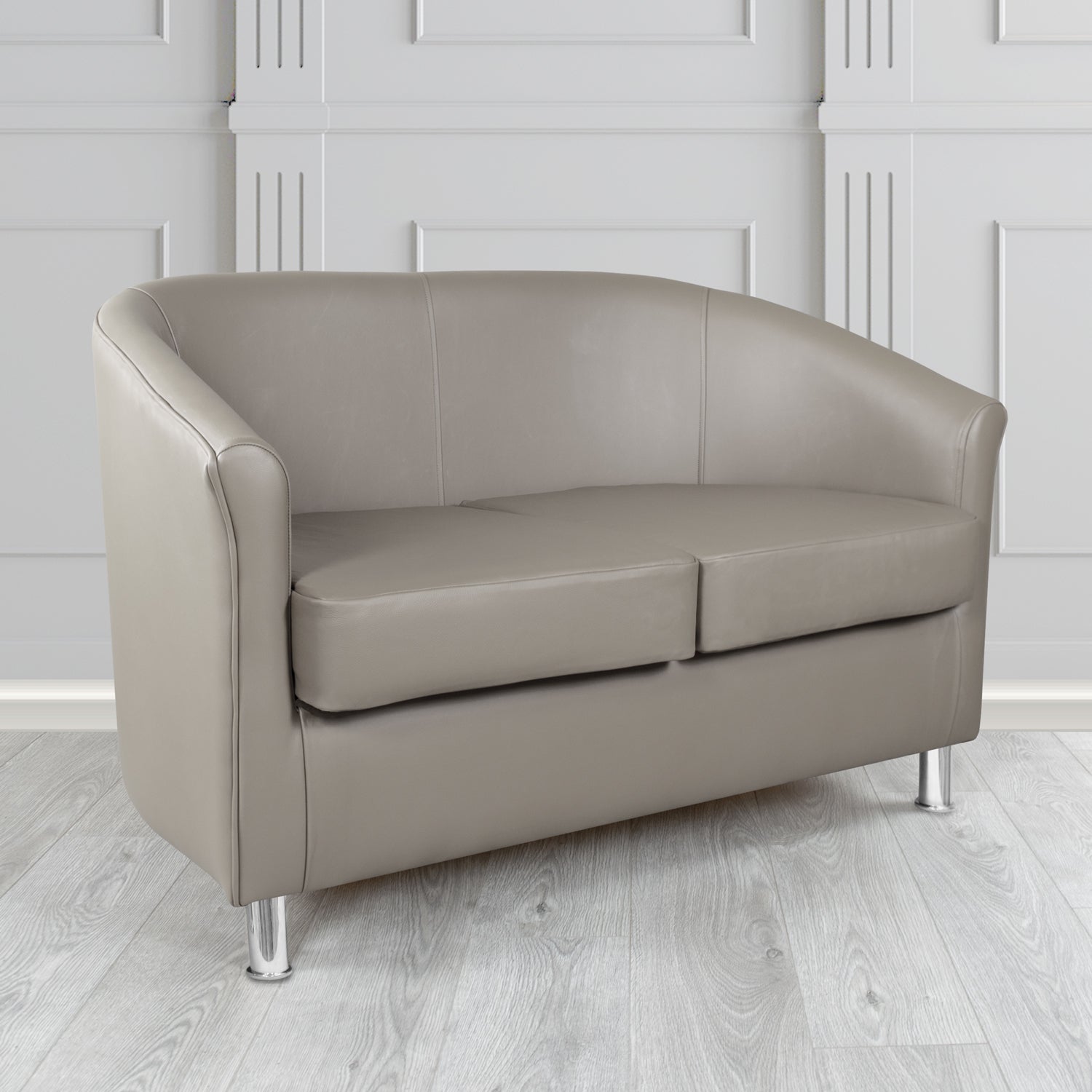 Como 2 Seater Tub Sofa in Maximo Taupe MAX3389 Antimicrobial Crib 5 Contract Faux Leather