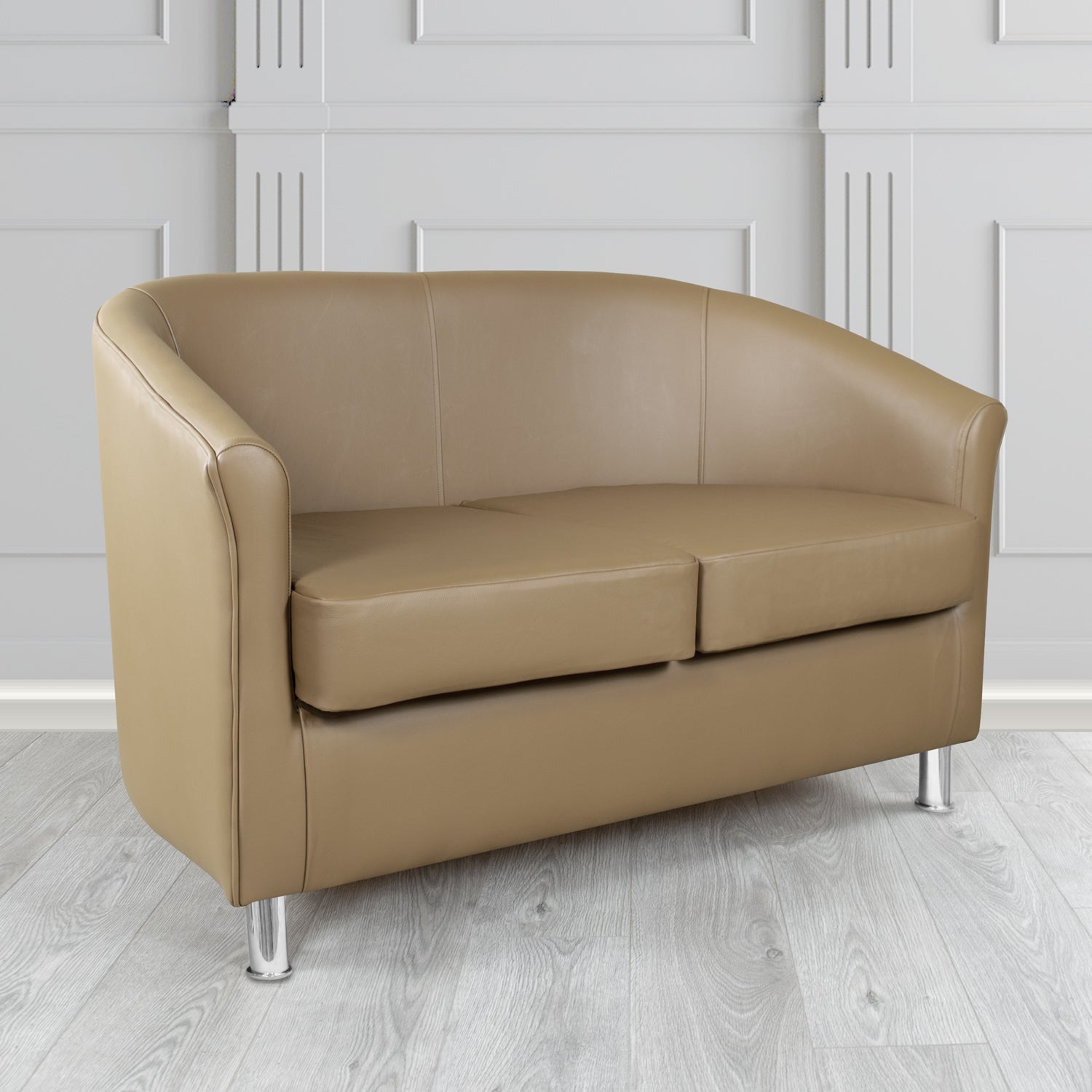 Como 2 Seater Tub Sofa in Maximo Fudge MAX3390 Antimicrobial Crib 5 Contract Faux Leather