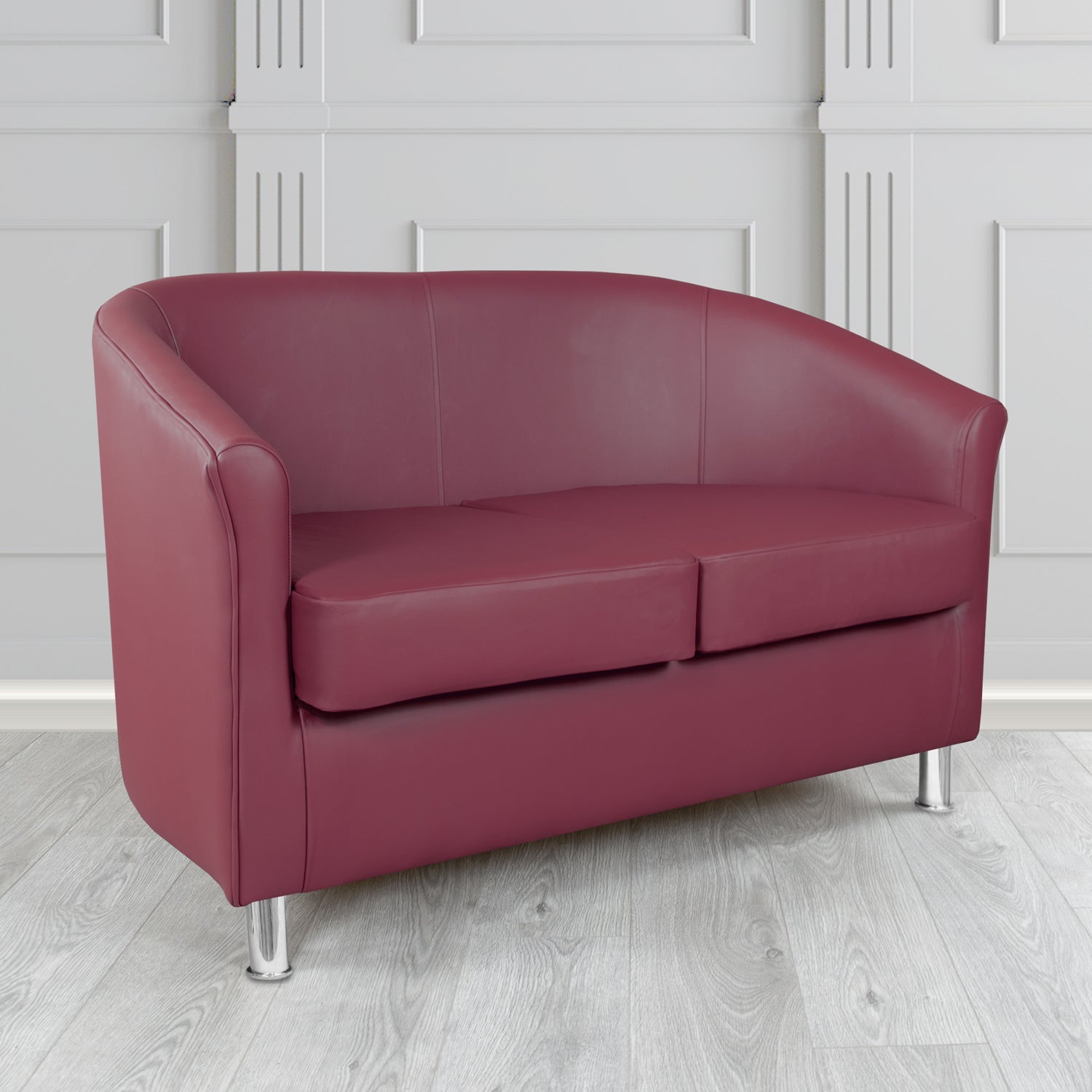 Como 2 Seater Tub Sofa in Maximo Mulberry MAX3401 Antimicrobial Crib 5 Contract Faux Leather