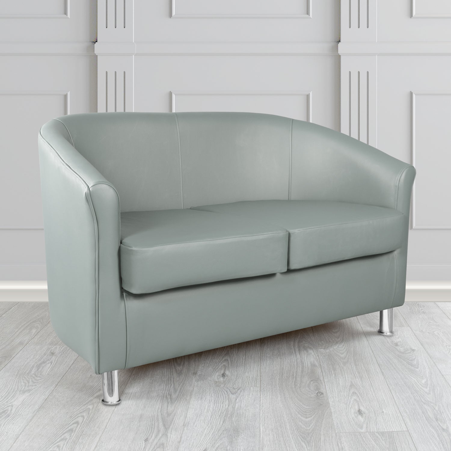 Como 2 Seater Tub Sofa in Maximo Mist MAX3405 Antimicrobial Crib 5 Contract Faux Leather