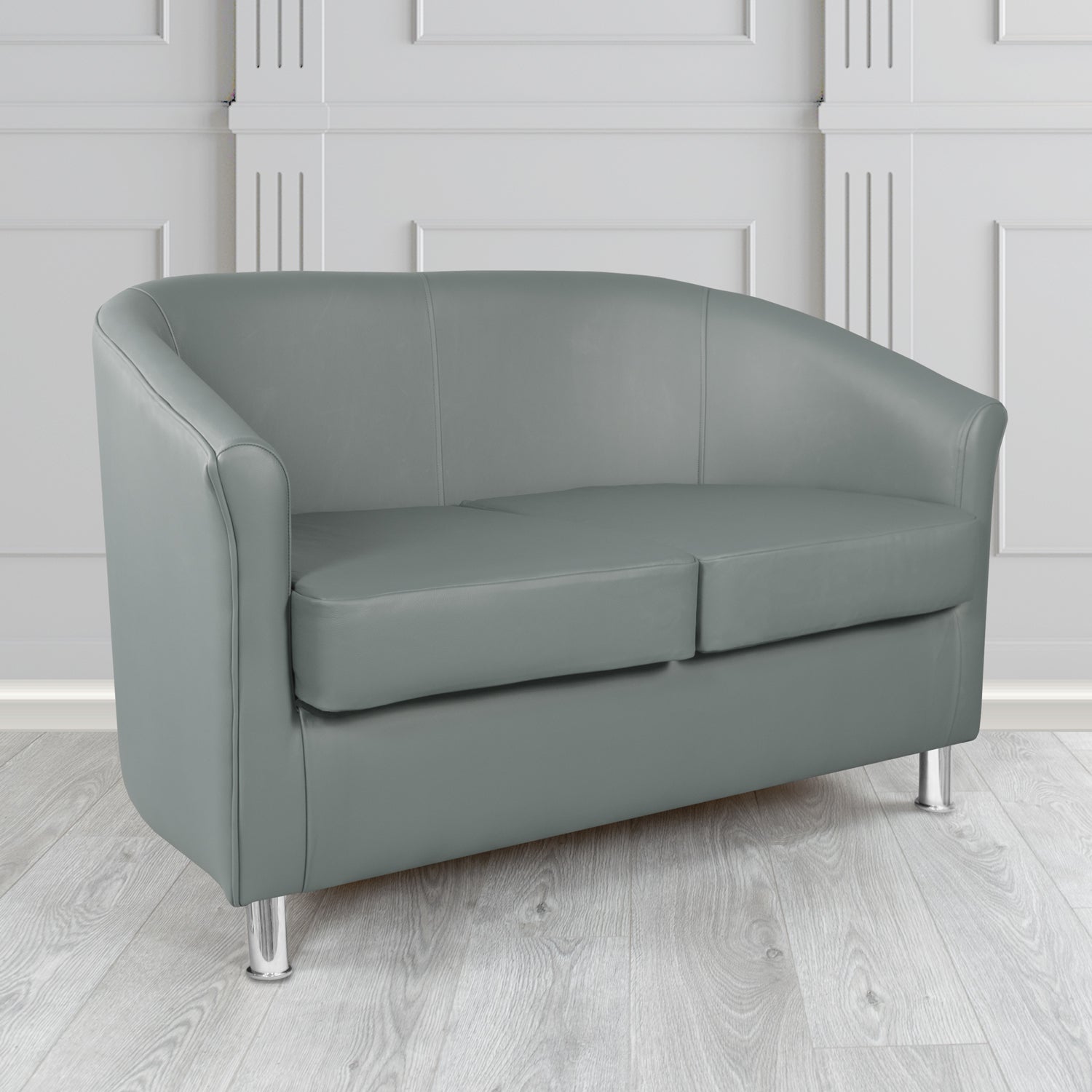 Como 2 Seater Tub Sofa in Maximo Steel MAX3406 Antimicrobial Crib 5 Contract Faux Leather