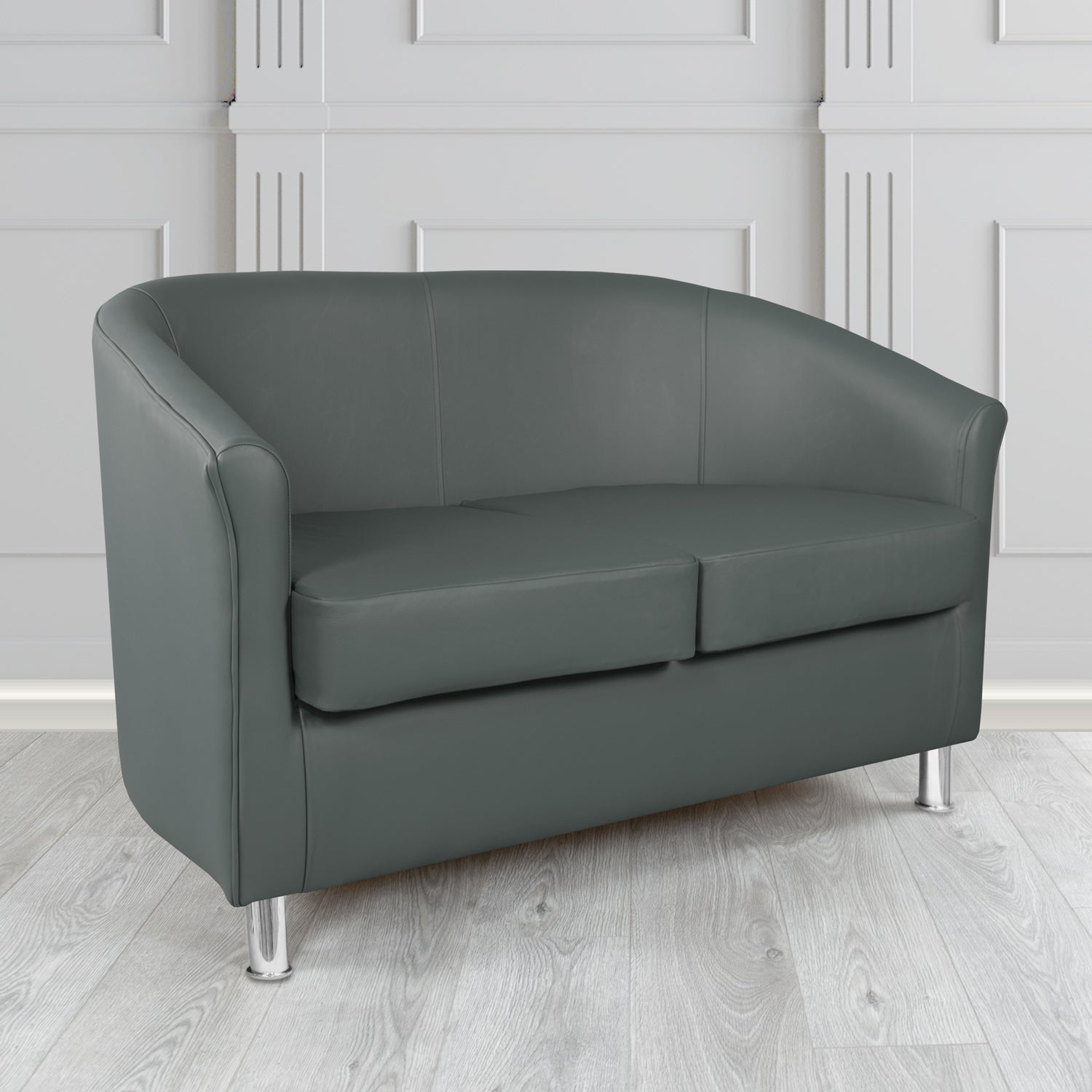 Como 2 Seater Tub Sofa in Maximo Grey MAX3407 Antimicrobial Crib 5 Contract Faux Leather