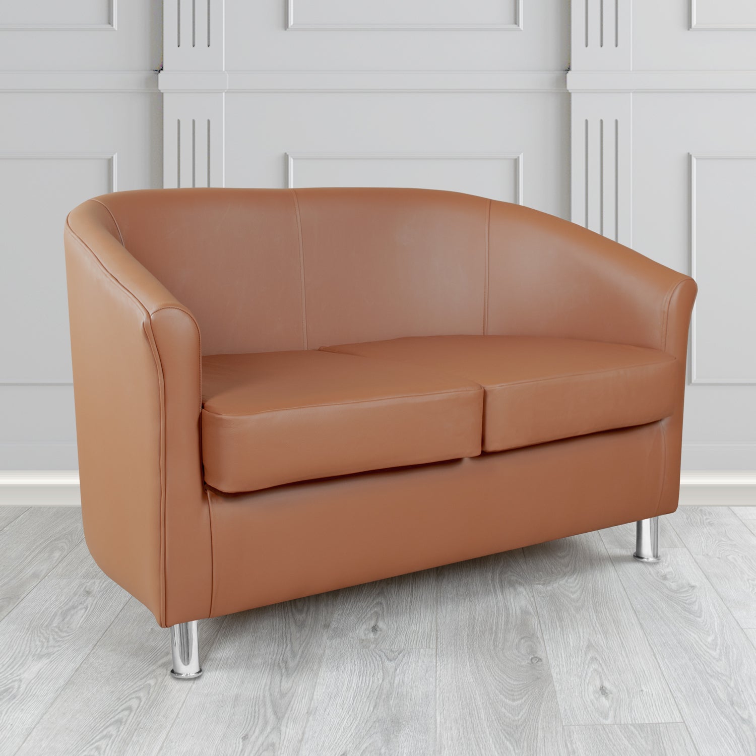 Como 2 Seater Tub Sofa in Vele Copper Brown Crib 5 Genuine Leather
