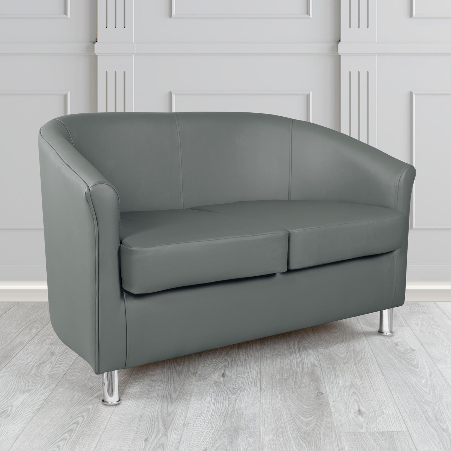 Como 2 Seater Tub Sofa in Vele Iron Grey Crib 5 Genuine Leather