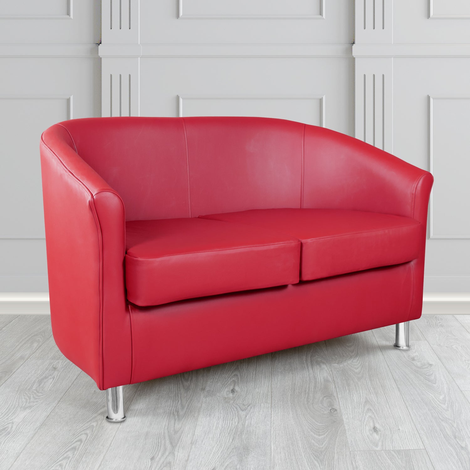 Como 2 Seater Tub Sofa in Vele Scarlet Crib 5 Genuine Leather