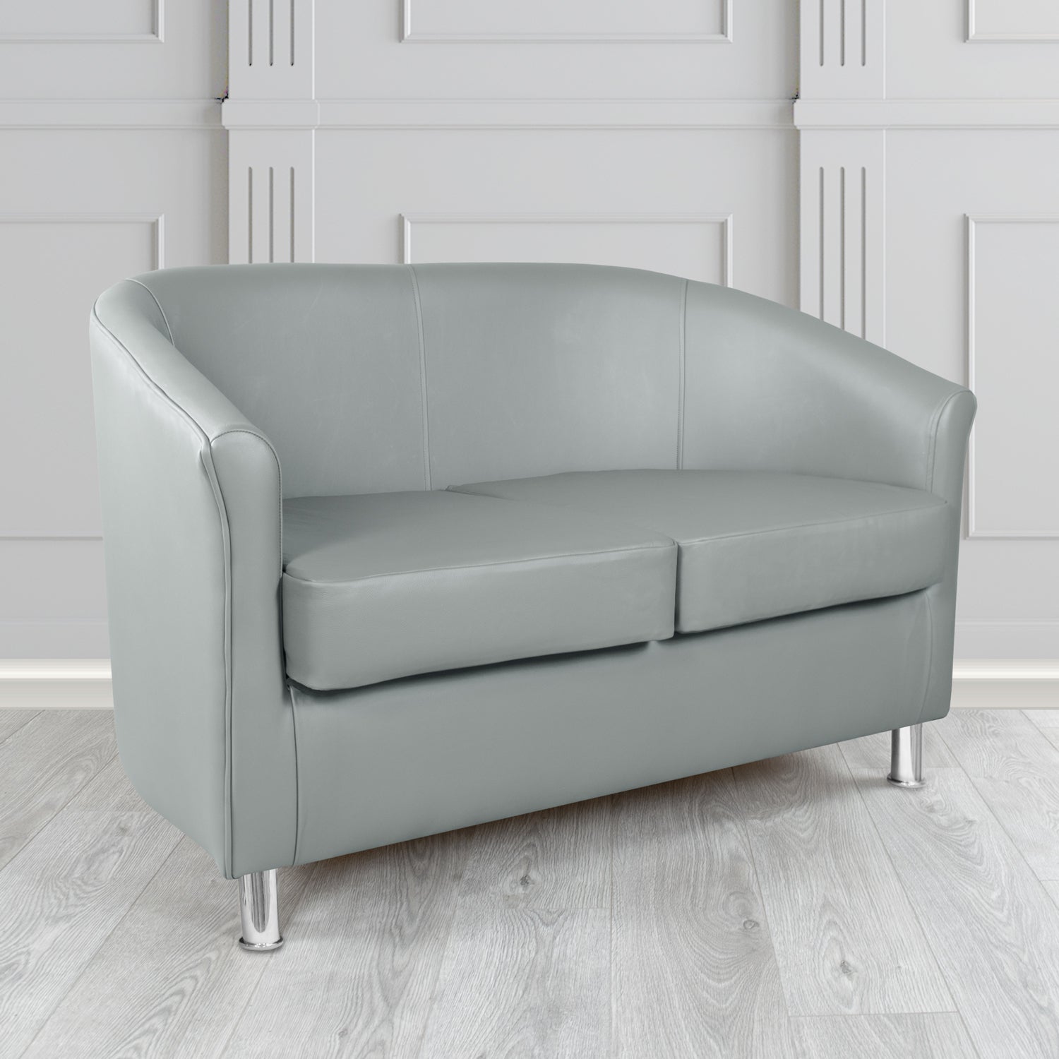 Como 2 Seater Tub Sofa in Vele Seal Grey Crib 5 Genuine Leather