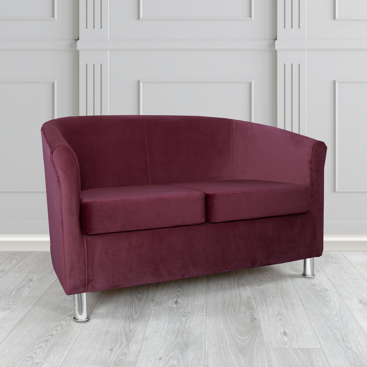 Como 2 Seater Tub Sofa in Warwick Plush Brinjal Velvet Fabric