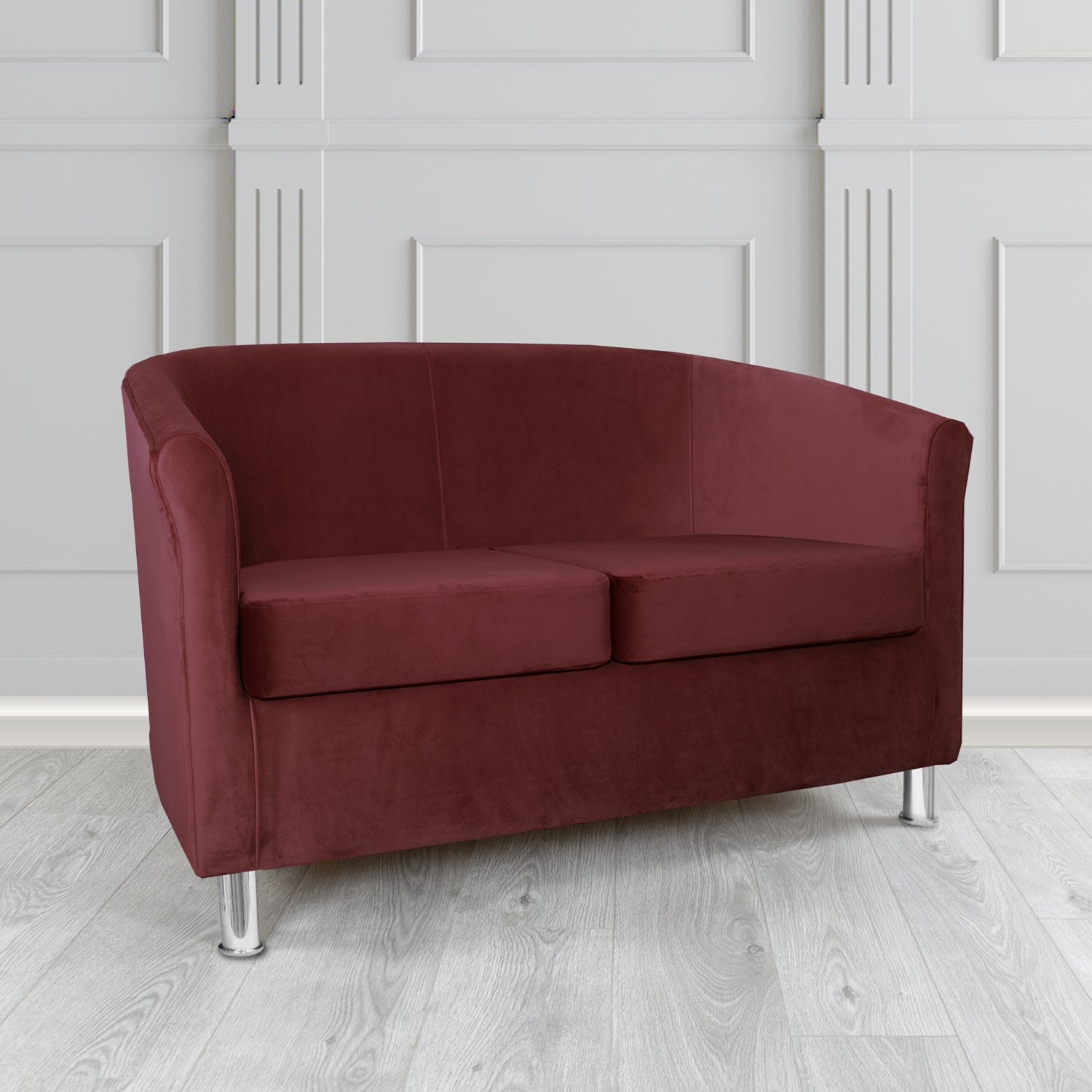 Como 2 Seater Tub Sofa in Warwick Plush Burgundy Velvet Fabric