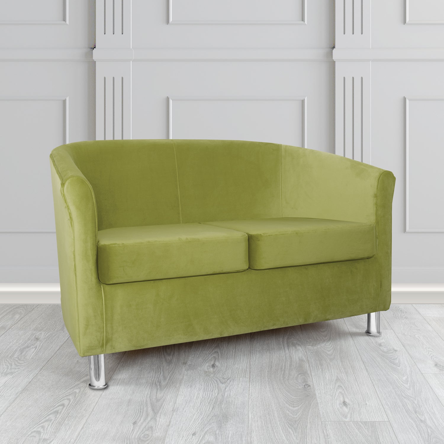Como 2 Seater Tub Sofa in Warwick Plush Celery Velvet Fabric