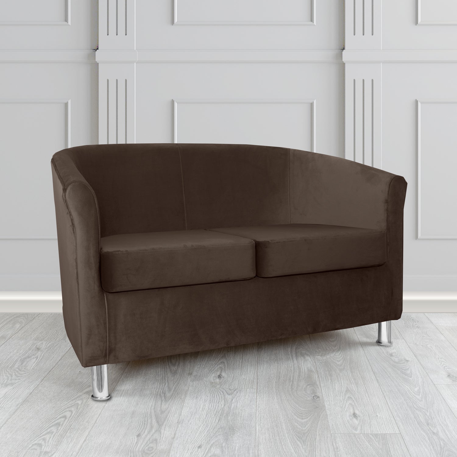 Como 2 Seater Tub Sofa in Warwick Plush Chocolate Velvet Fabric