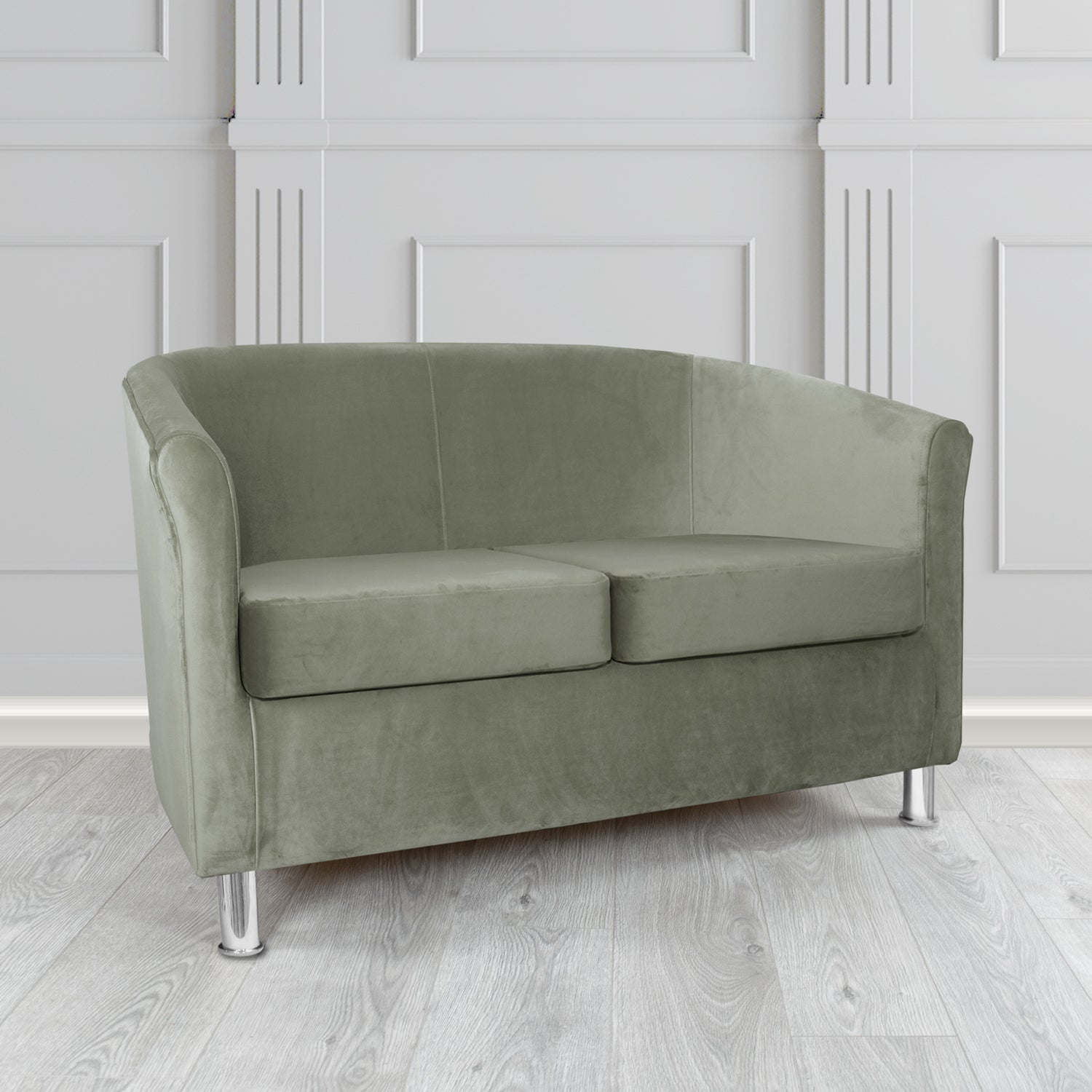 Como 2 Seater Tub Sofa in Warwick Plush Concrete Velvet Fabric