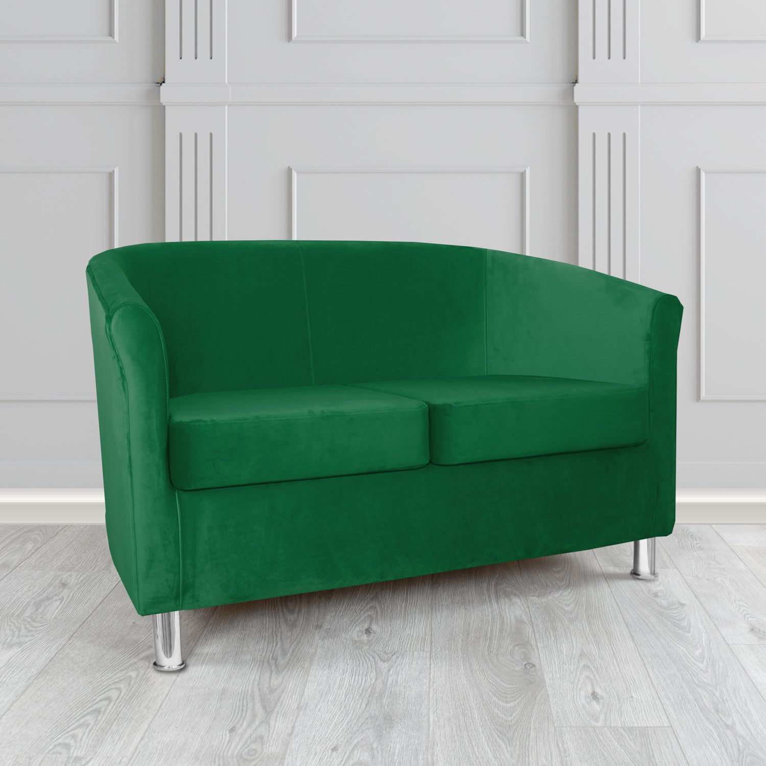 Como 2 Seater Tub Sofa in Warwick Plush Evergreen Velvet Fabric