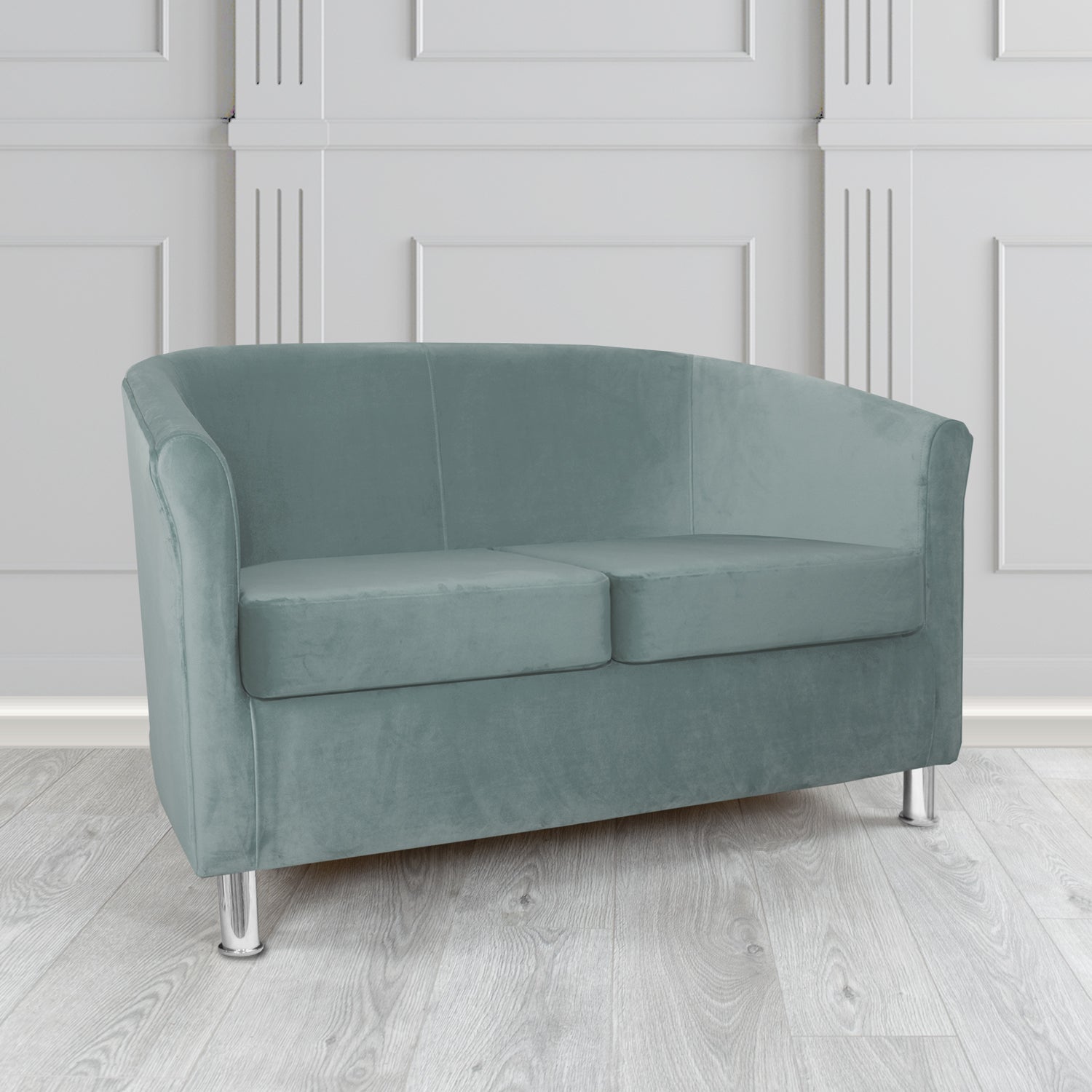 Como 2 Seater Tub Sofa in Warwick Plush French Grey Velvet Fabric