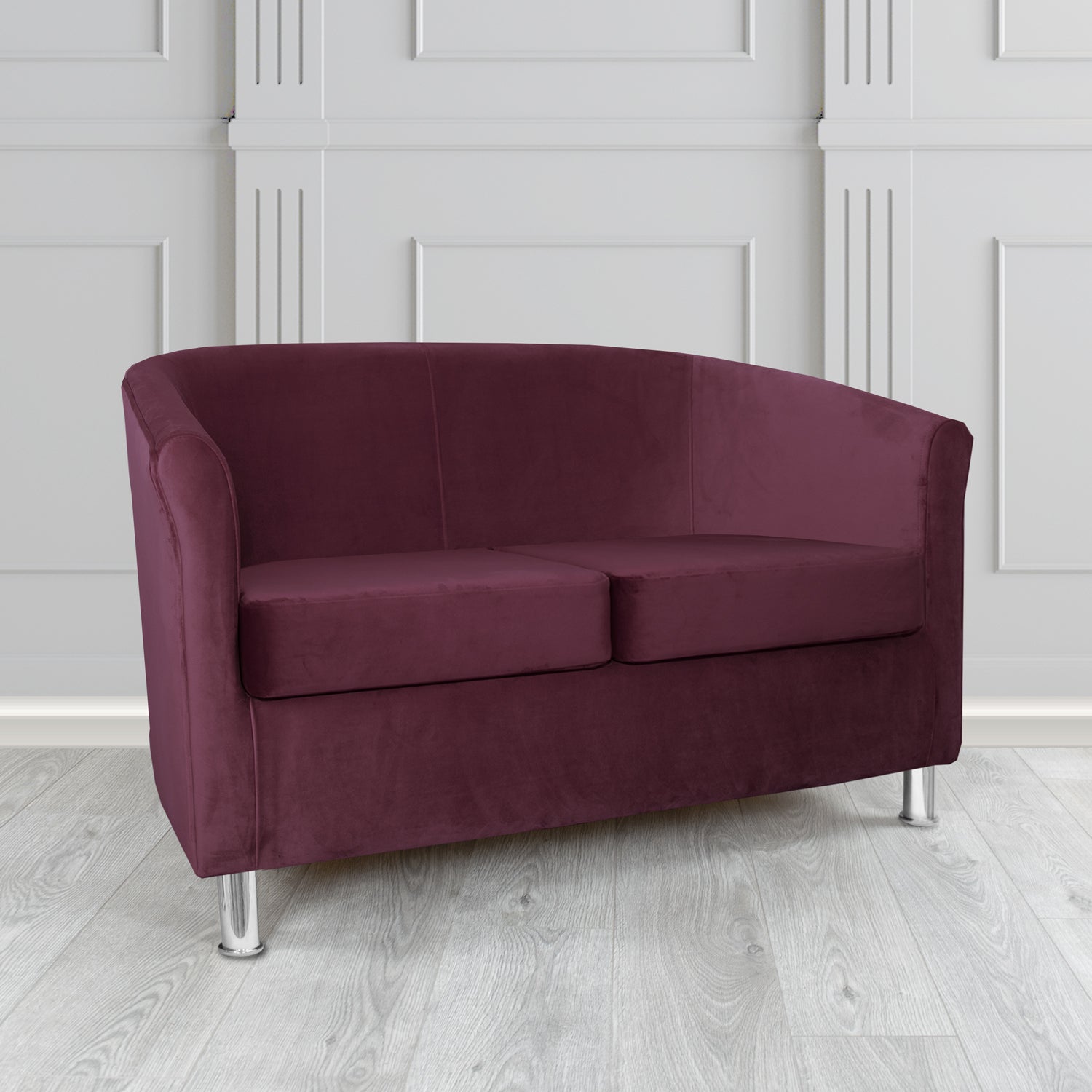 Como 2 Seater Tub Sofa in Warwick Plush Grape Velvet Fabric