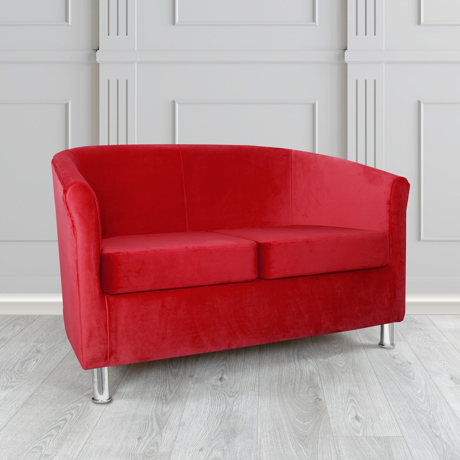 Como 2 Seater Tub Sofa in Warwick Plush Pillarbox Velvet Fabric