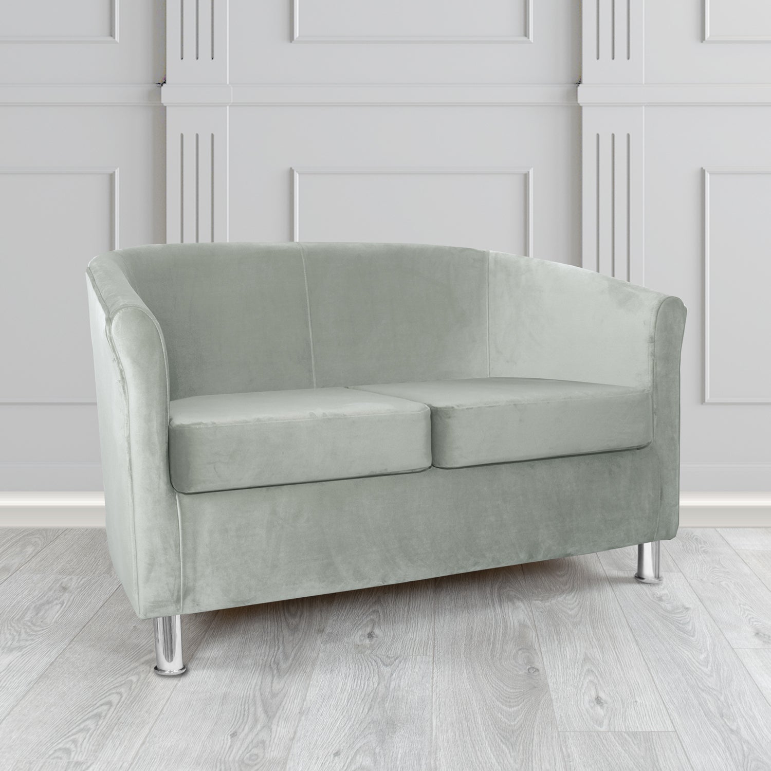 Como 2 Seater Tub Sofa in Warwick Plush Silver Velvet Fabric
