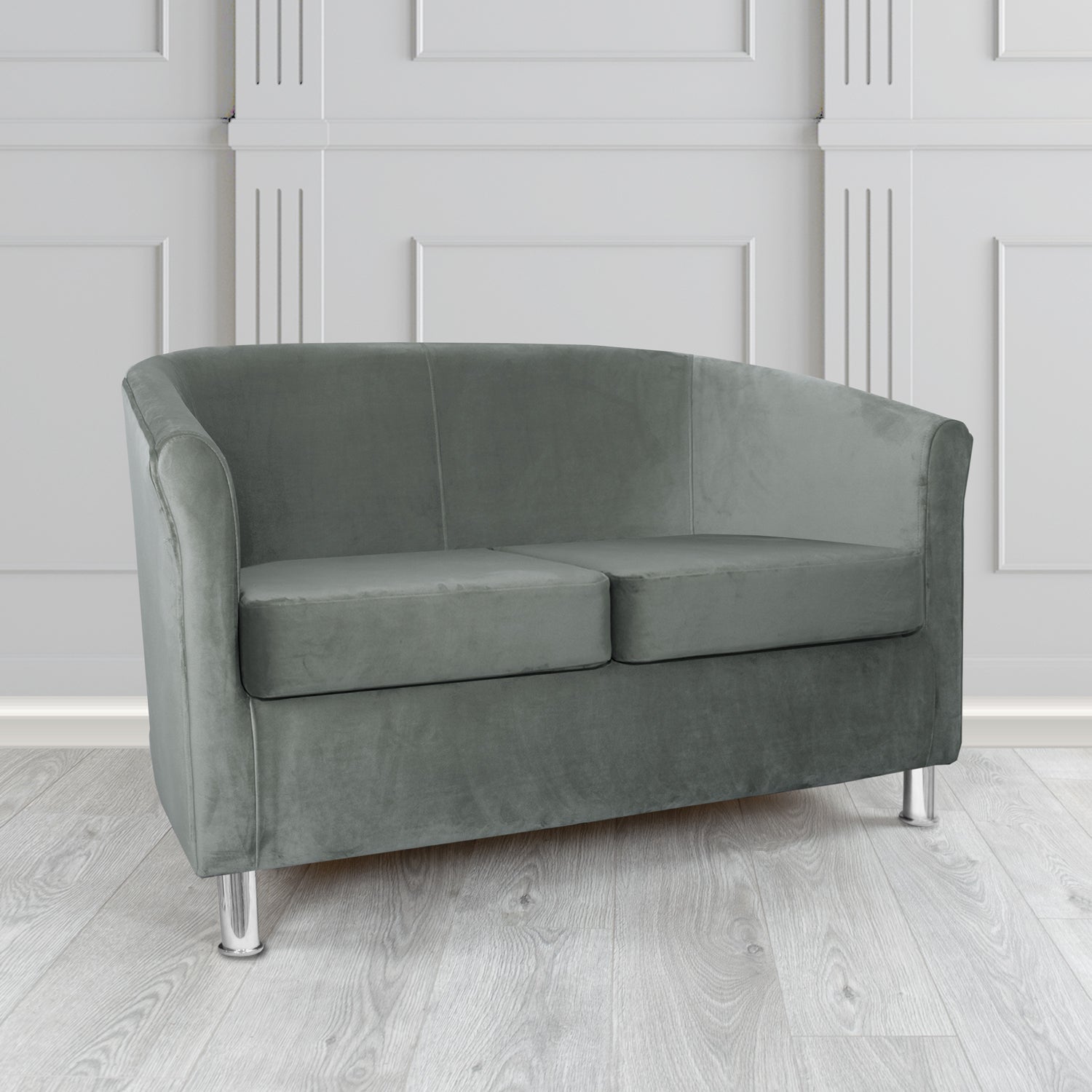 Como 2 Seater Tub Sofa in Warwick Plush Slate Velvet Fabric