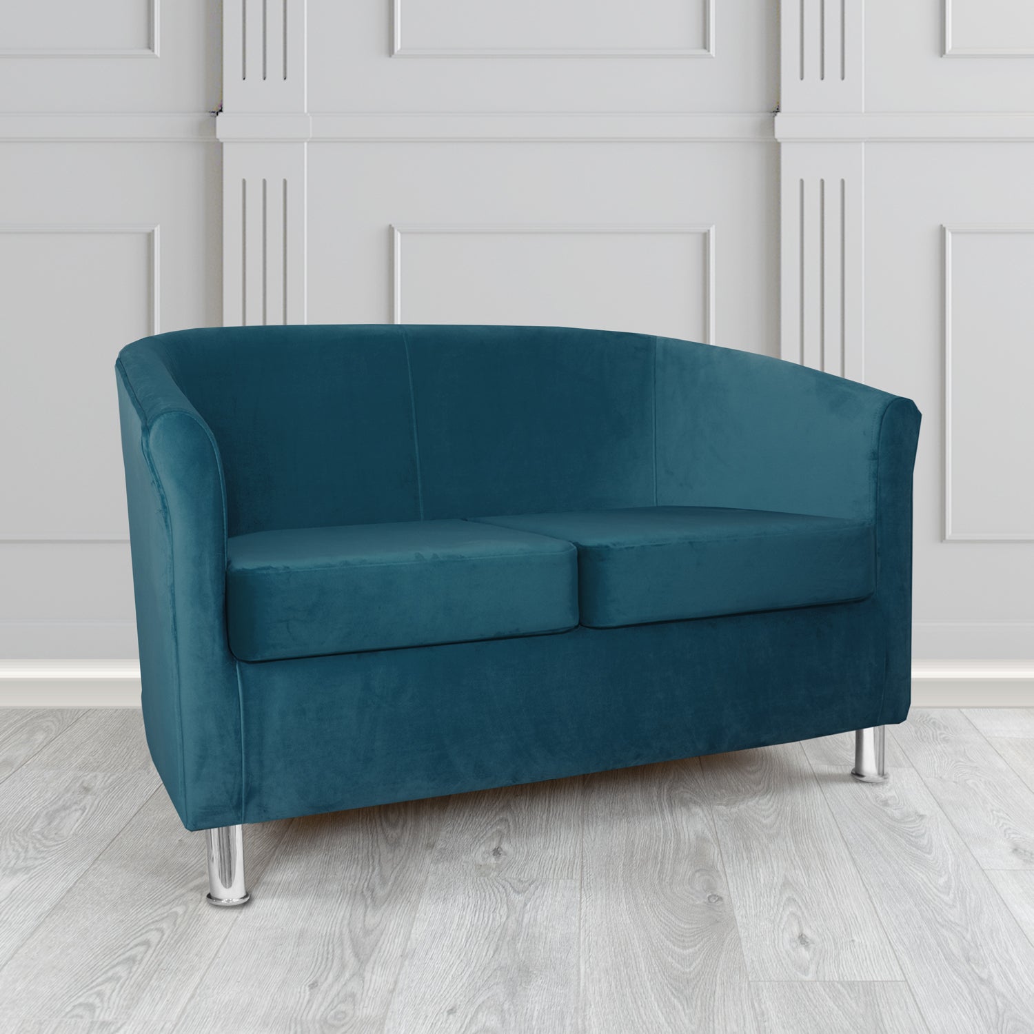 Como 2 Seater Tub Sofa in Warwick Plush Teal Velvet Fabric