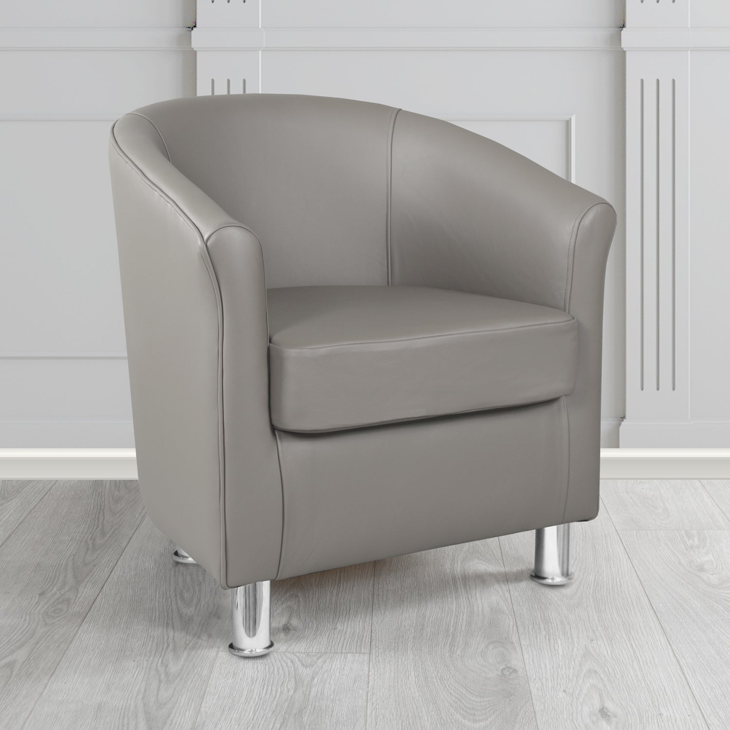 Como Tub Chair in Vele Asphalt Crib 5 Genuine Leather