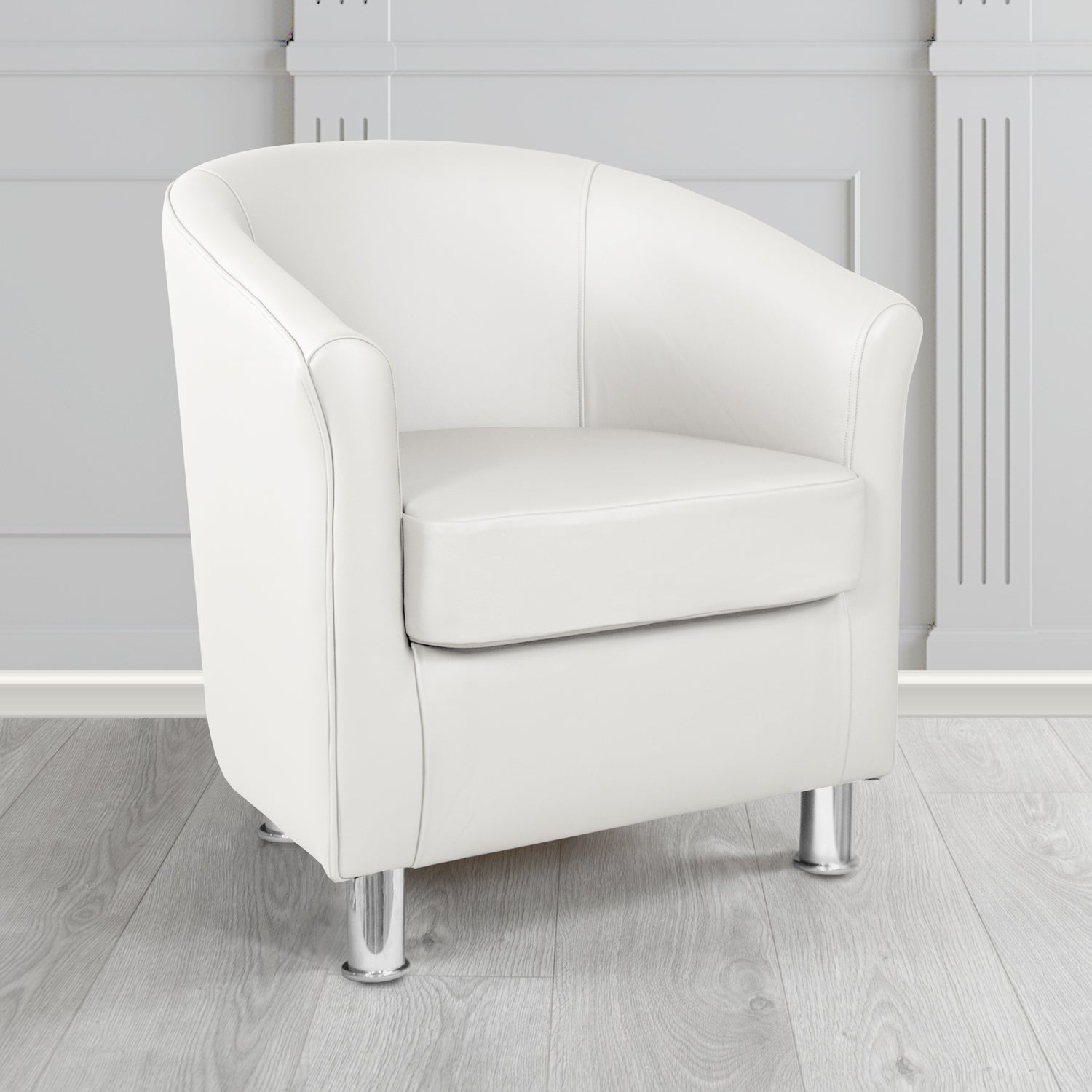 Como Tub Chair in Vele Bianco Ottico Crib 5 Genuine Leather