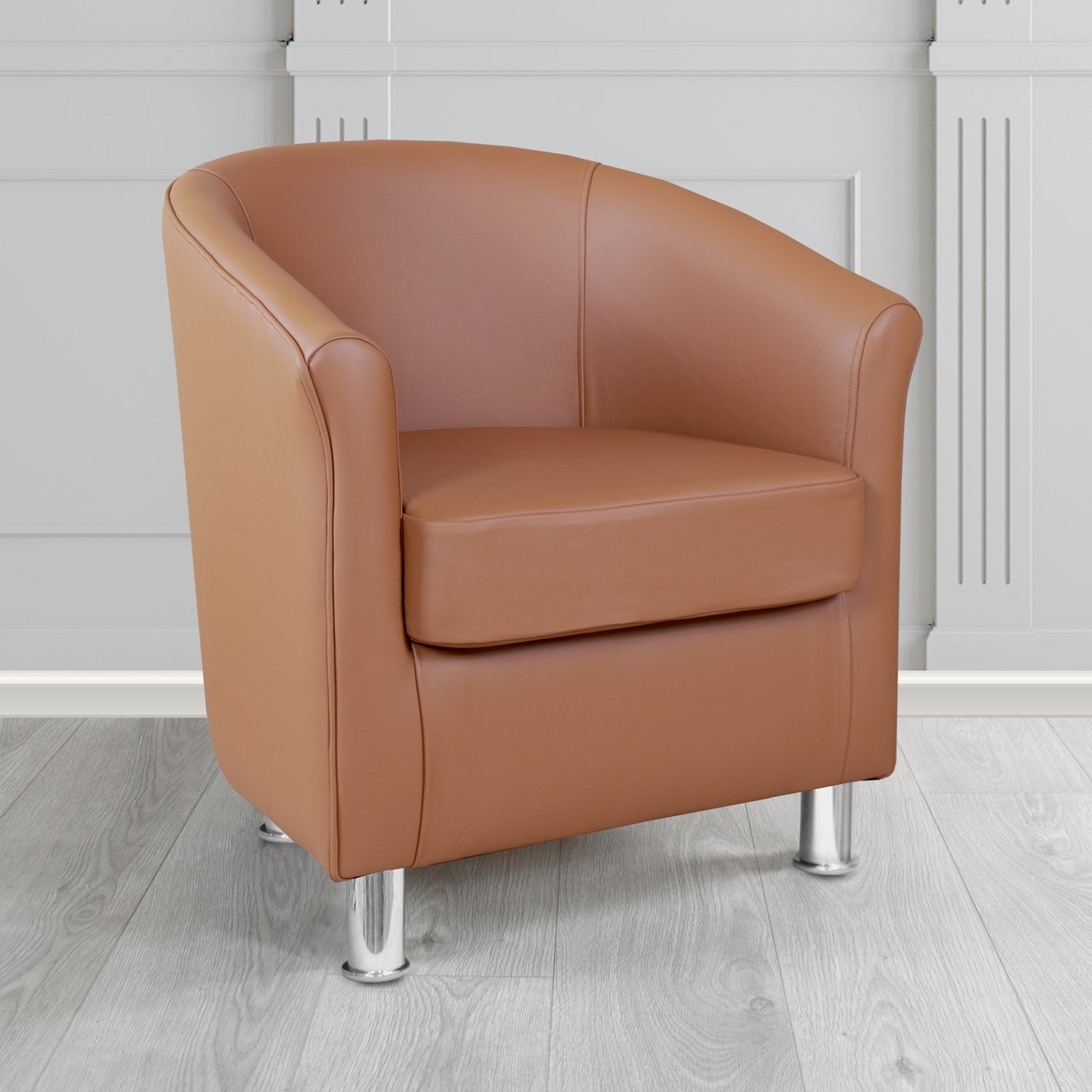 Como Tub Chair in Vele Copper Brown Crib 5 Genuine Leather